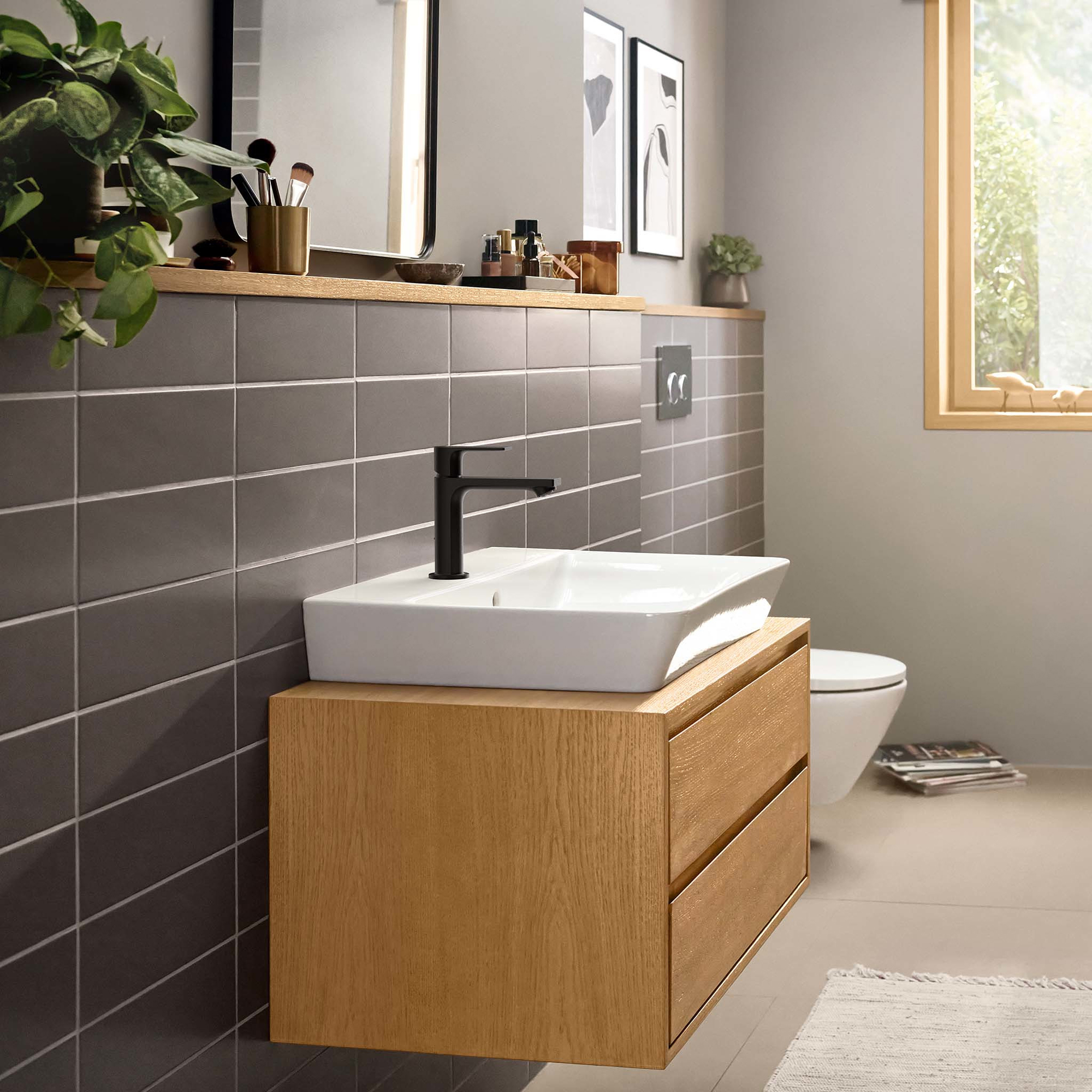 Servantbatteri Hansgrohe Rebris E 1-greps 110 med Løfteventil