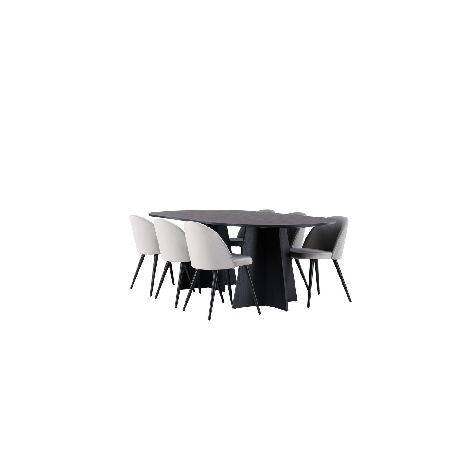 Spisegruppe Venture Home Bootcut Oval med 6 Velvet Stoler