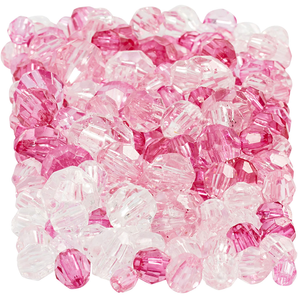 Plastperler Creativ Company Harmoni Facettperlemix Str 4-12 mm Hullstr 1-2,5 mm1 Pk