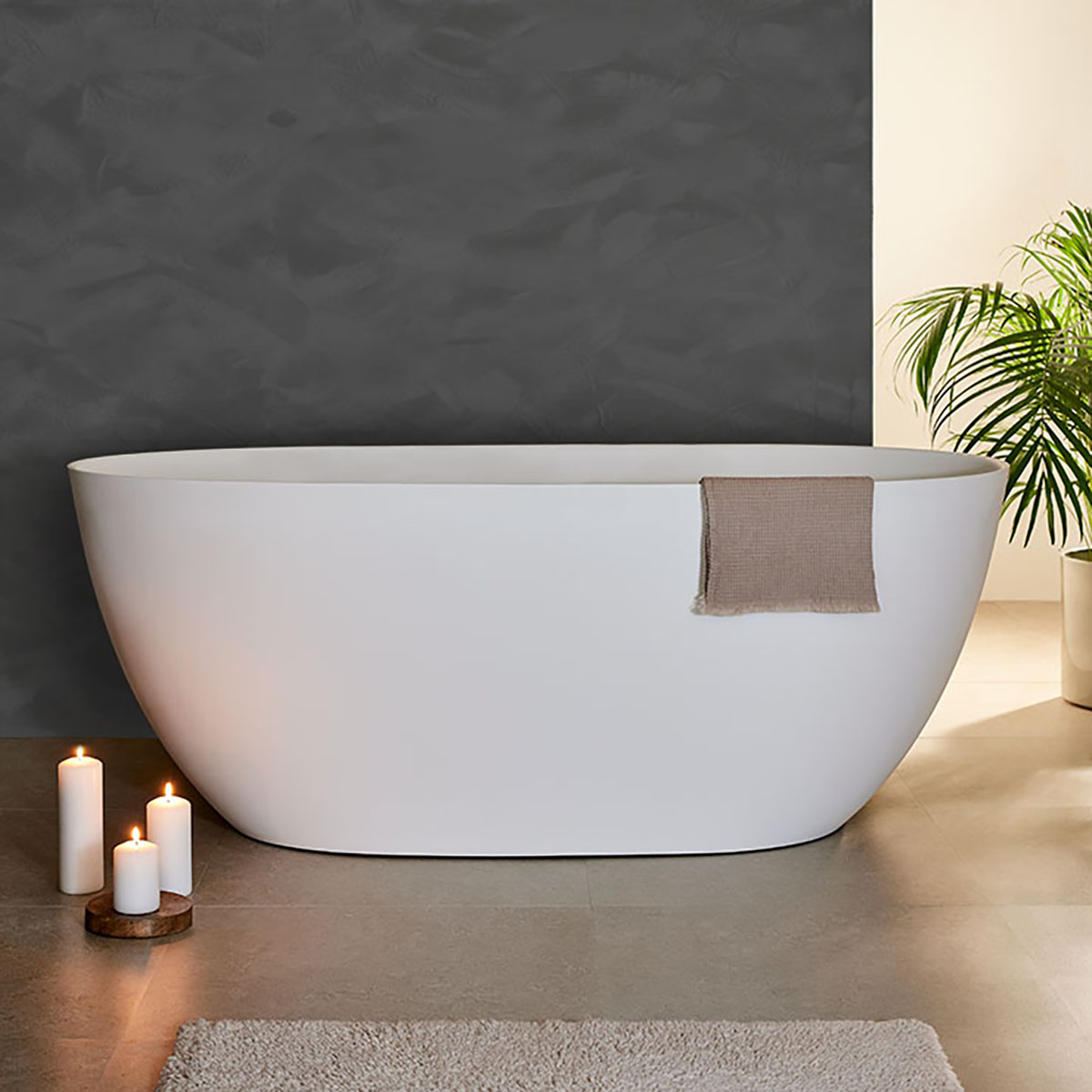Badekar Bathlife Vila Støpemarmor 1600 Hvit