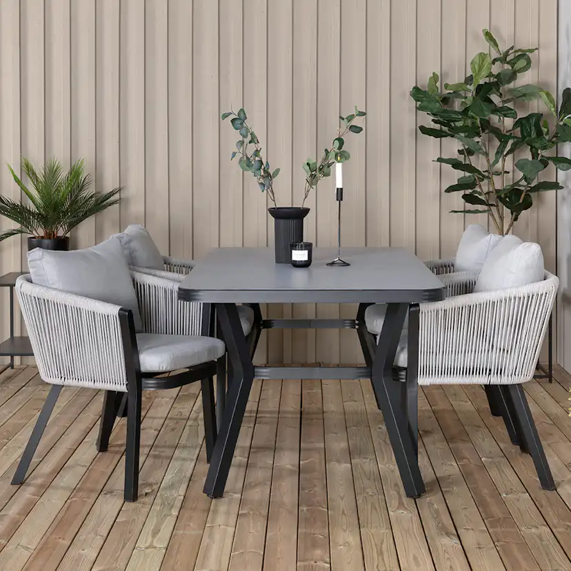Spisegruppe Venture Home Vyn Sort med 4 Vyn Spisestoler