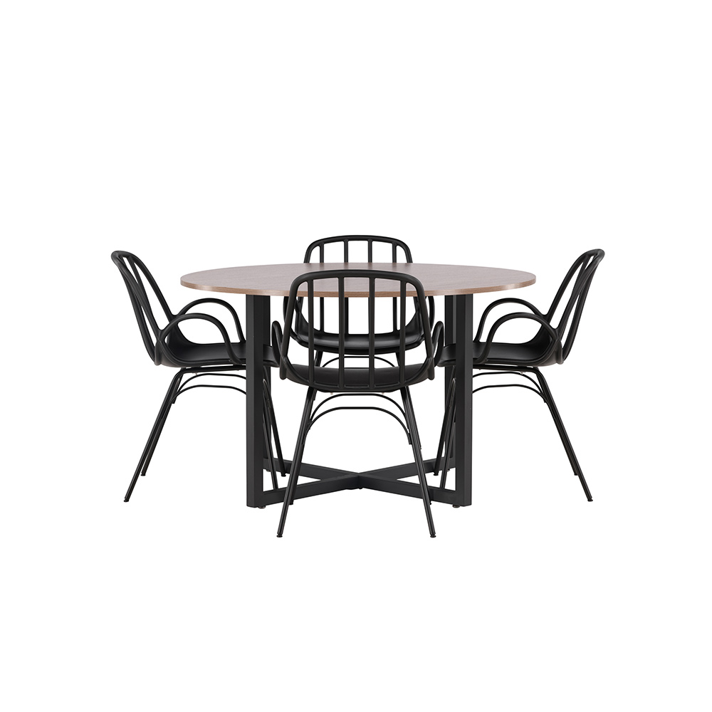 Spisegruppe Venture Home Durango Ø 120 cm med 4 Dyrön Stoler