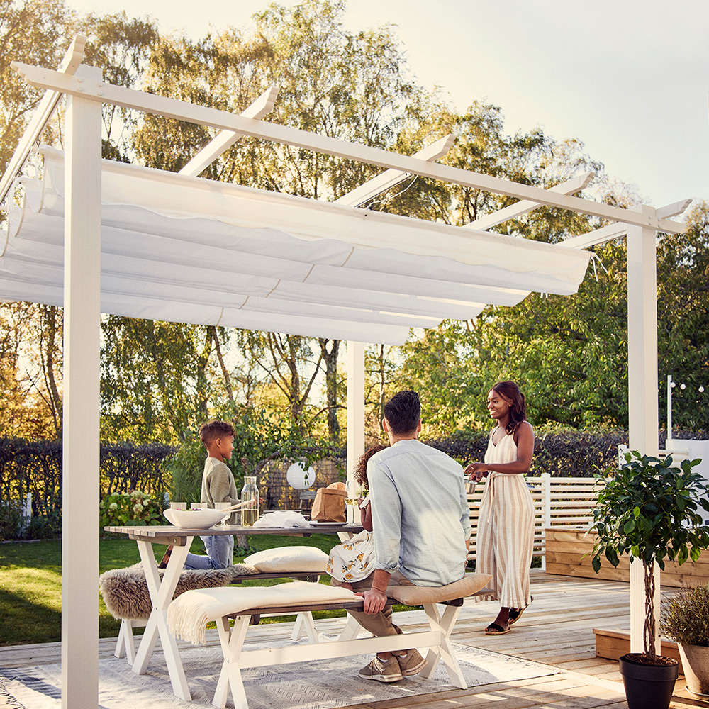 Pergola 4x4 m Vit Hvit