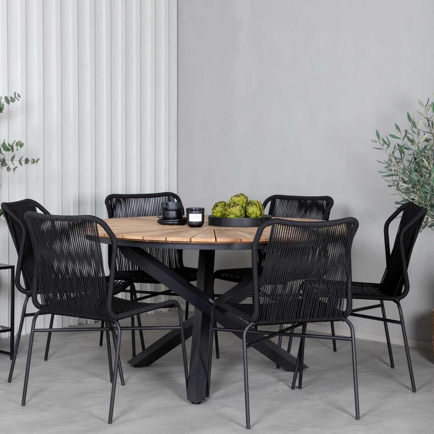 Spisegruppe Venture Home Meya med 6 Jefferson Stablebare Spisestoler
