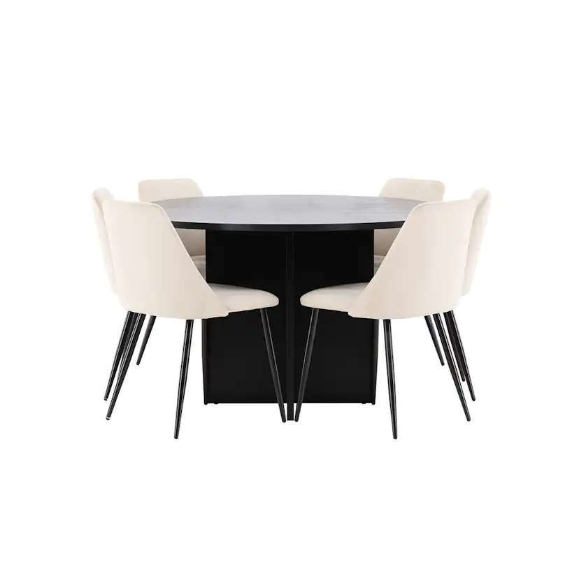 Spisegruppe Venture Home Strada Ø120 cm med 6st Night Spisestoler