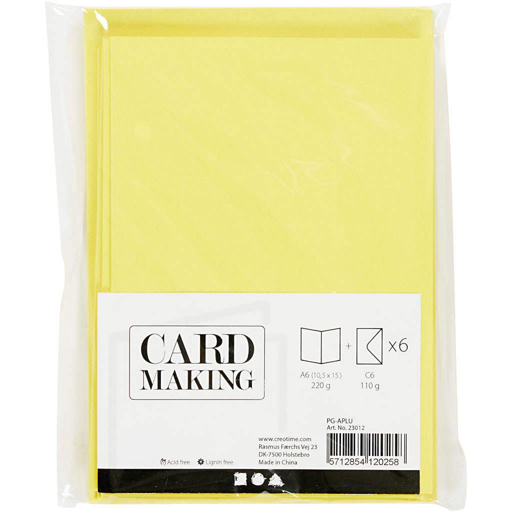 Kort Creativ Company og Konvolutt Kort str 10,5x15 cm Konvolutt str 11,5x16,5 cm 6 stk 1 Pk