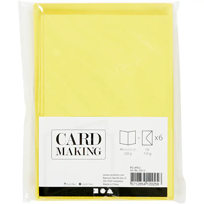 Kort Creativ Company og Konvolutt Kort str 10,5x15 cm Konvolutt str 11,5x16,5 cm 6 stk 1 Pk