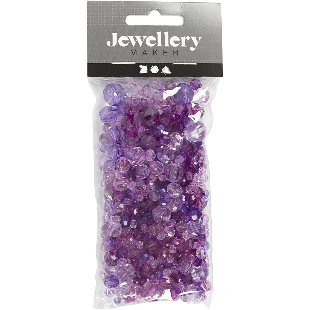 Plastperler Creativ Company Harmoni Facettperlemix Str 4-12 mm Hullstr 1-2,5 mm1 Pk