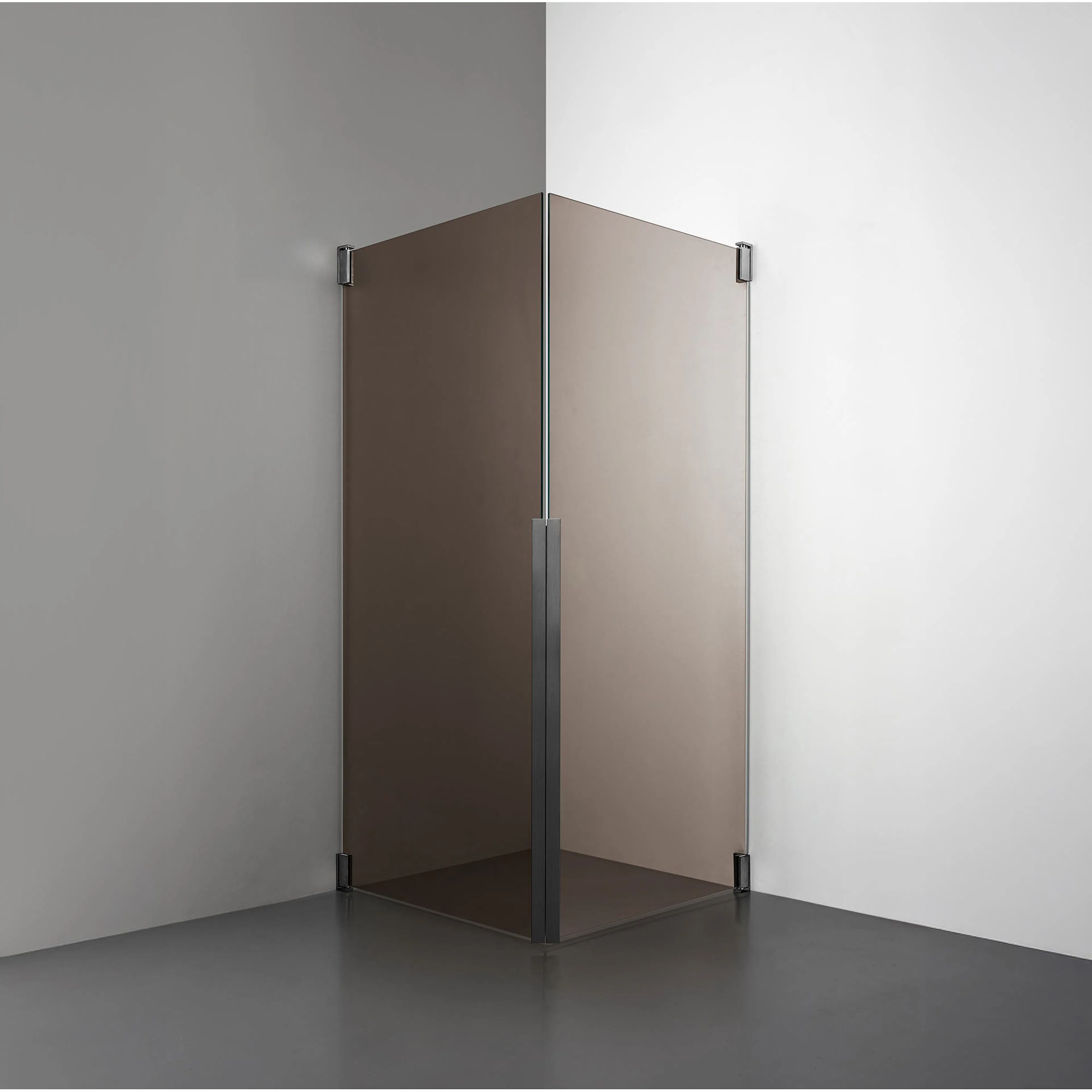Duschhörn Rooh R2 Dörr+Dörr 900x900, Bruntonat, Borstad Black Chrome
