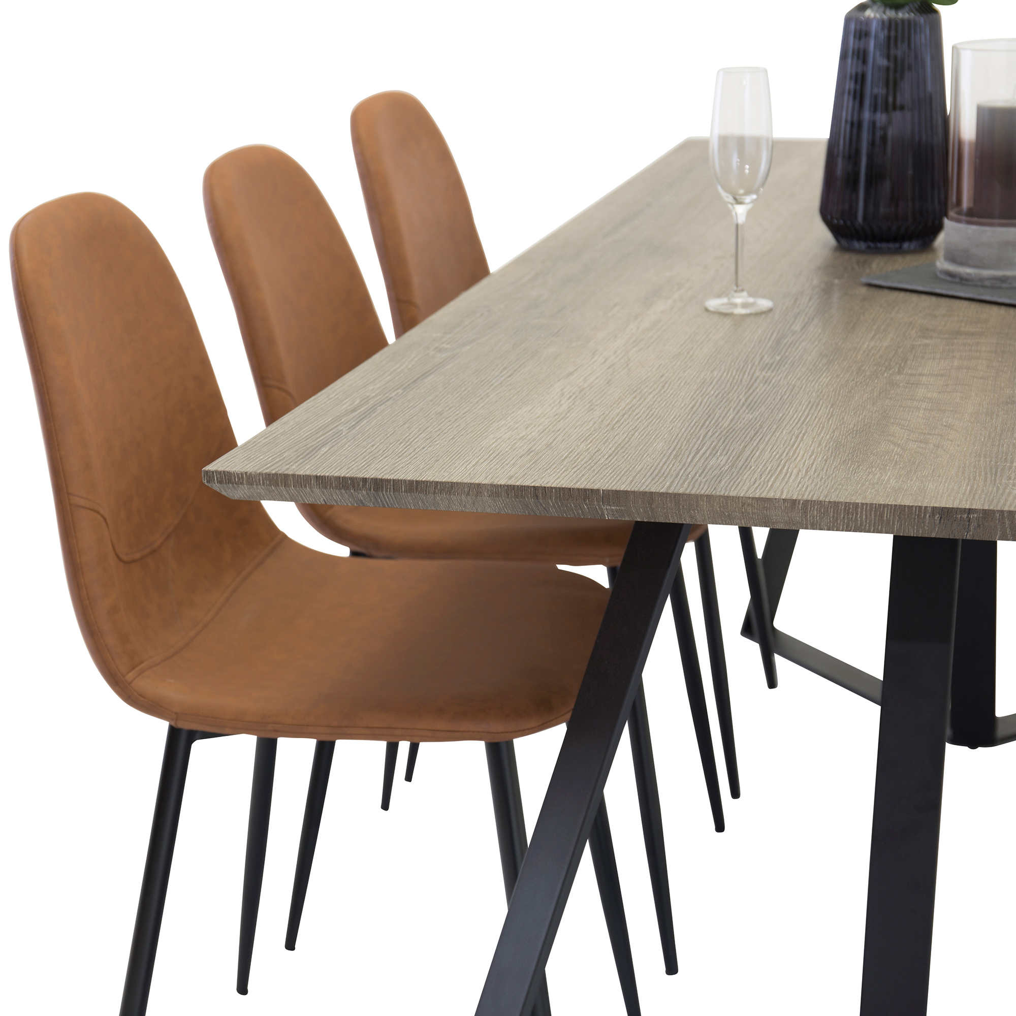 Spisegruppe Venture Home Madde med 6 Pobbie Stoler Brun
