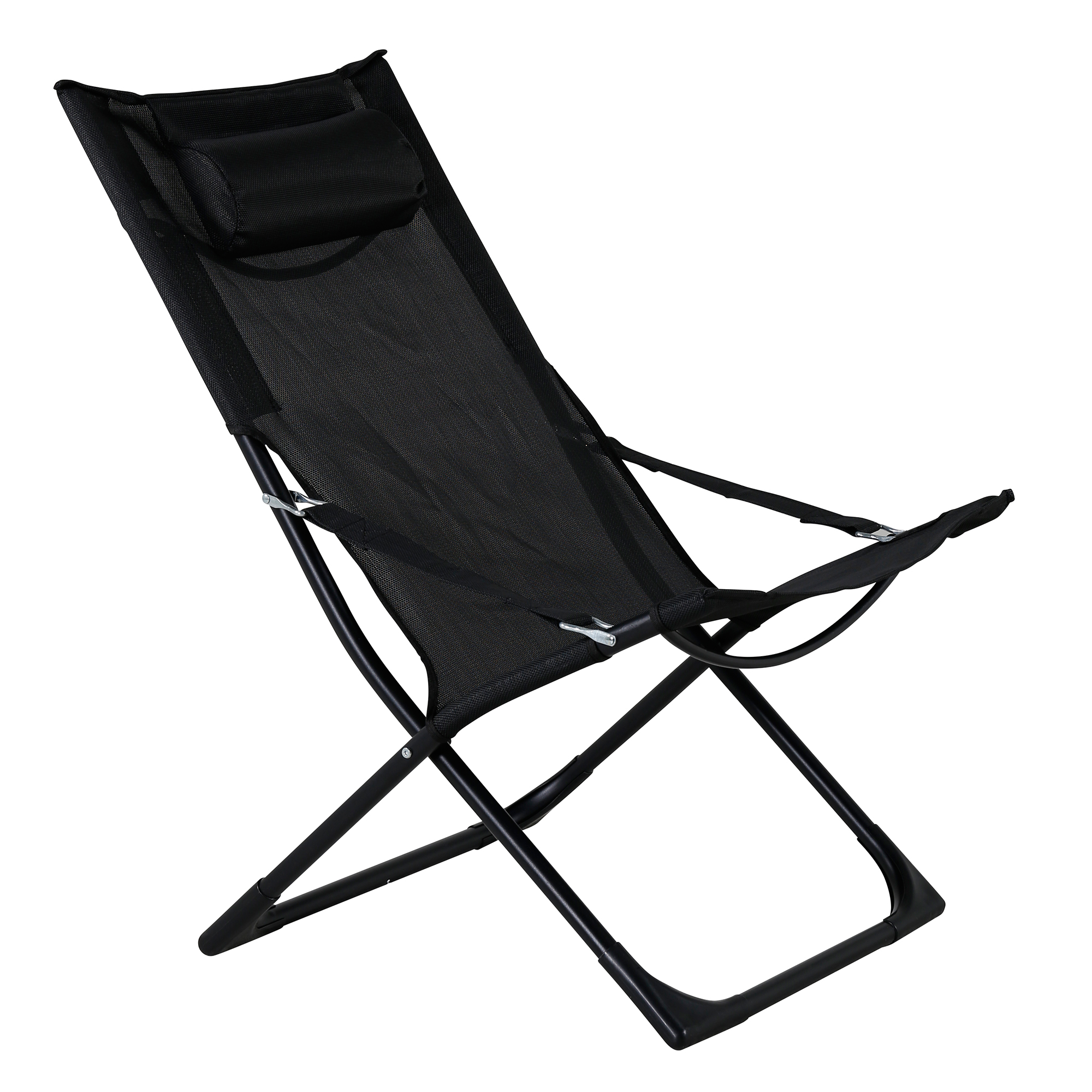 Seville Foldable relax chair - Black frame/black cushion Sort