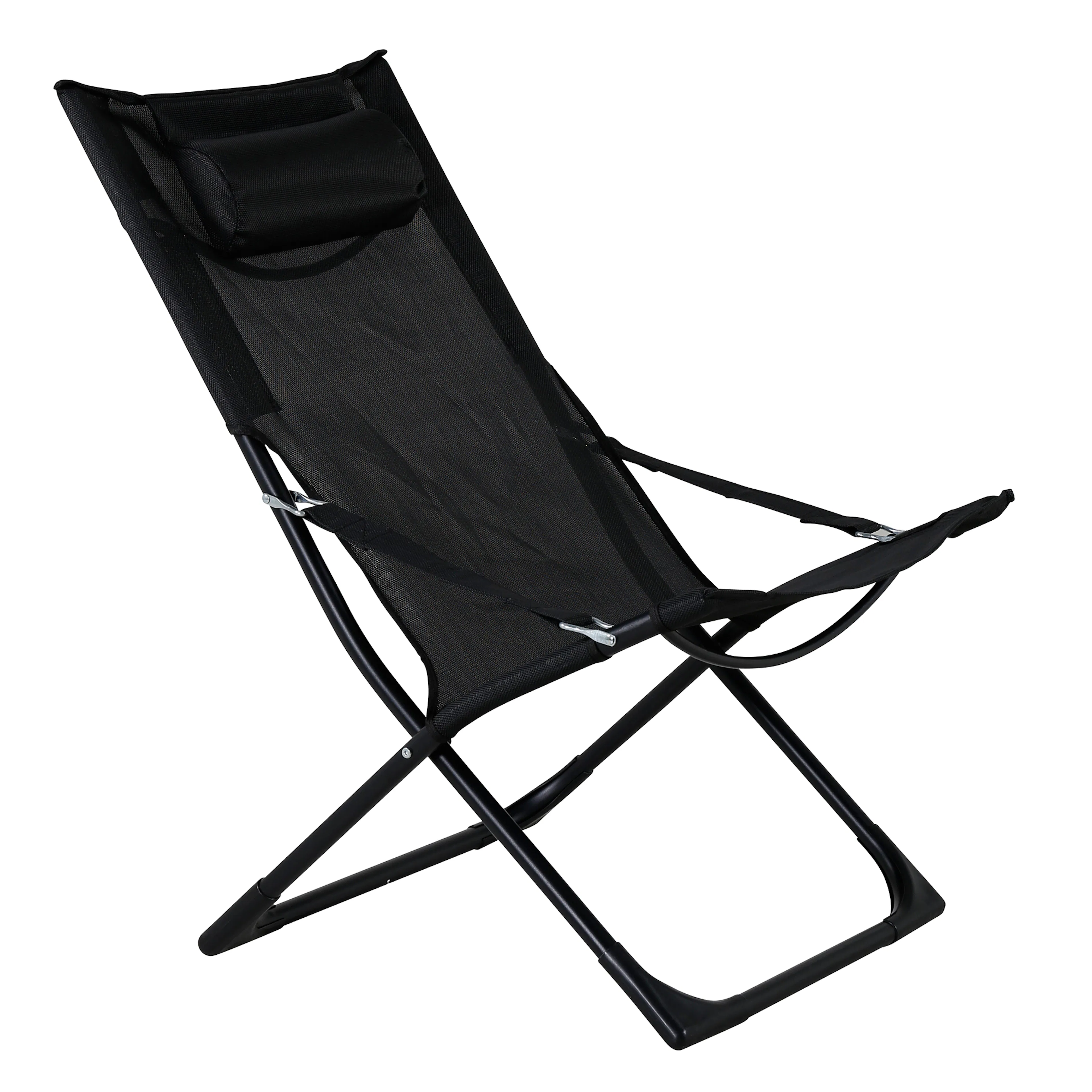 Seville Foldable relax chair - Black frame/black cushion Sort