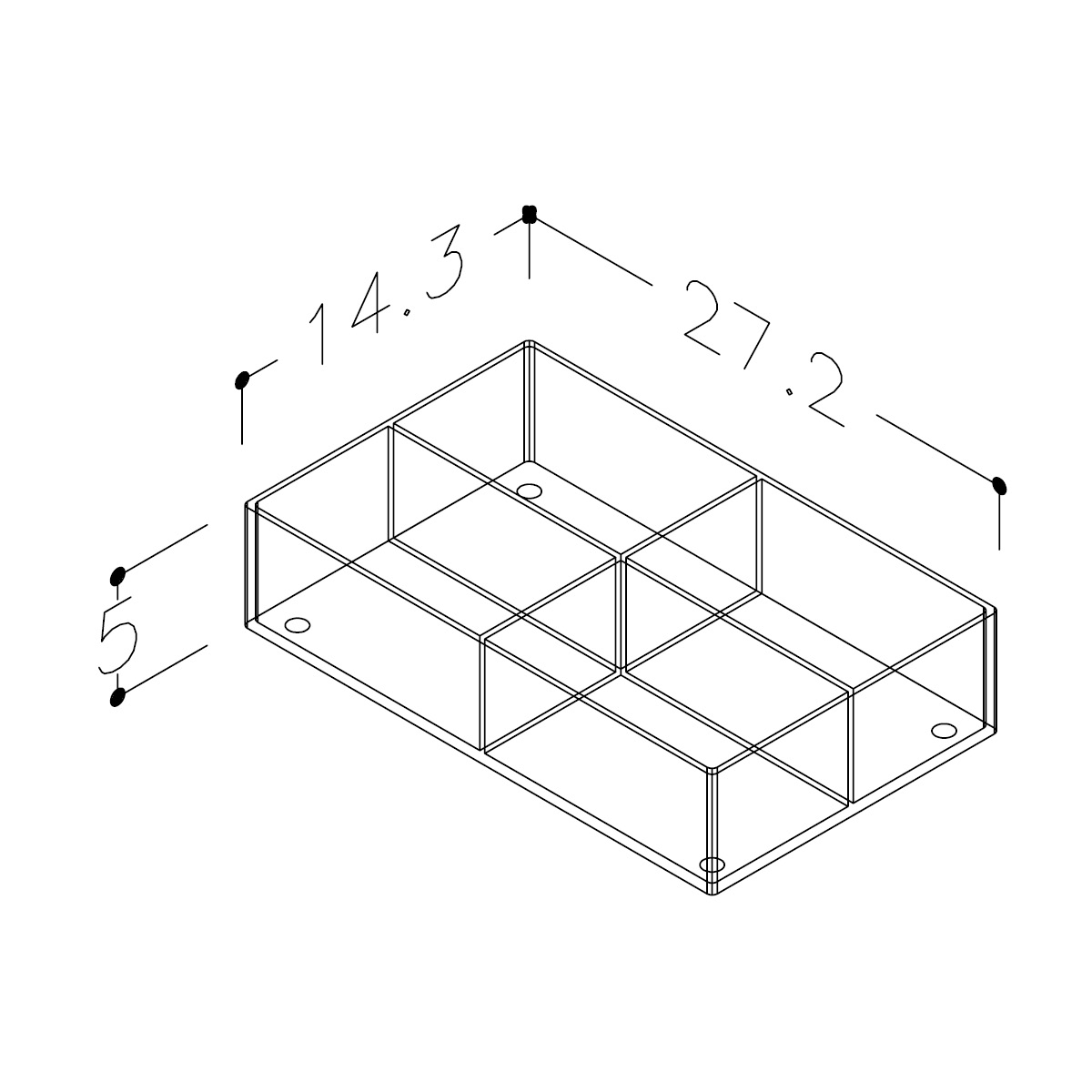 Skuffeinndeler Korsbakken C Plexiglass Stor 4 rom