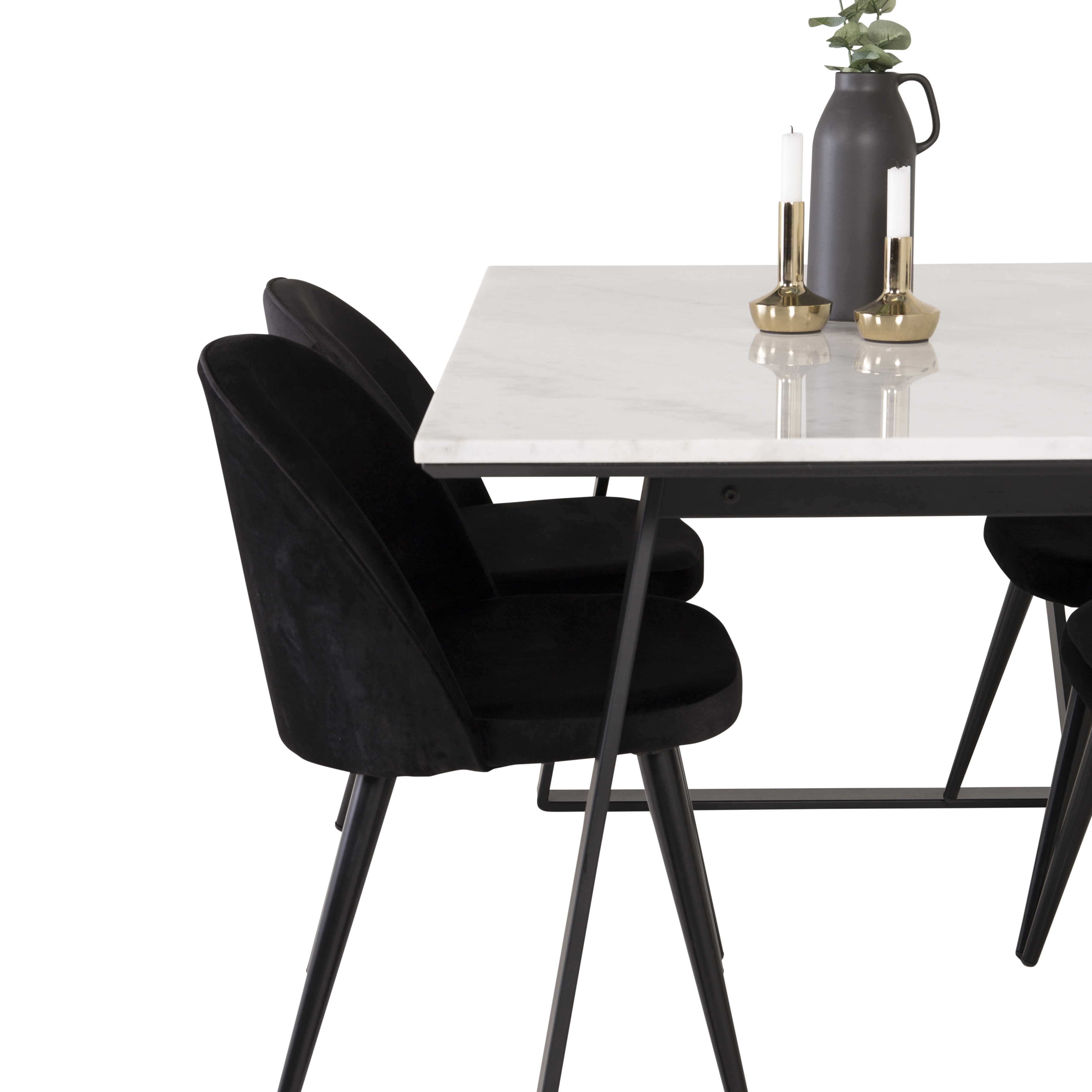 Spisegruppe Venture Home Estelle 140 med 4 Valentina Stoler Fløyel