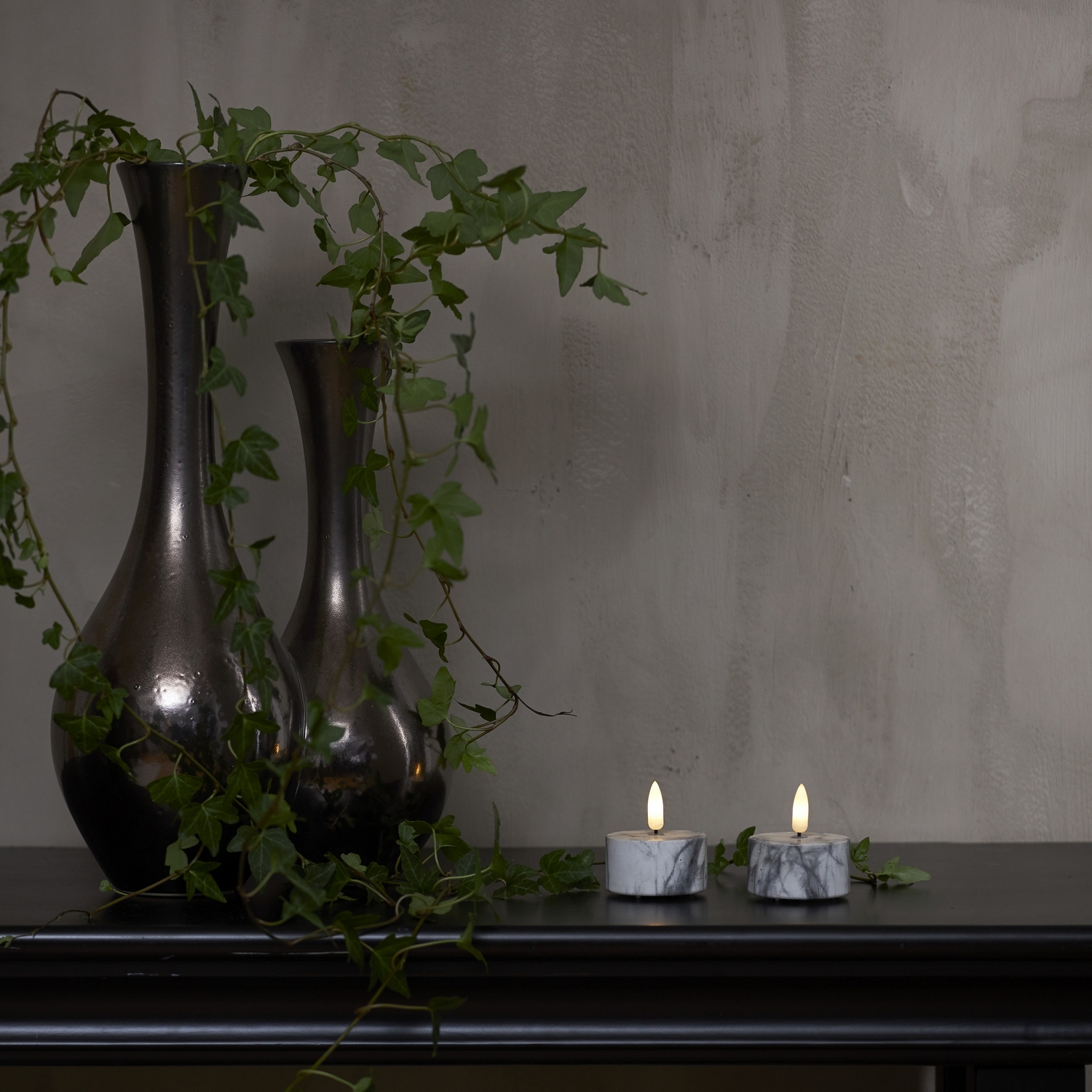 Kubbelys Star Trading Flamme Sement T-lys Marmor 2 stk