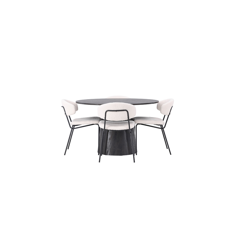 Spisegruppe Venture Home Lanzo Ø120 cm med 4 stk Chico Stoler
