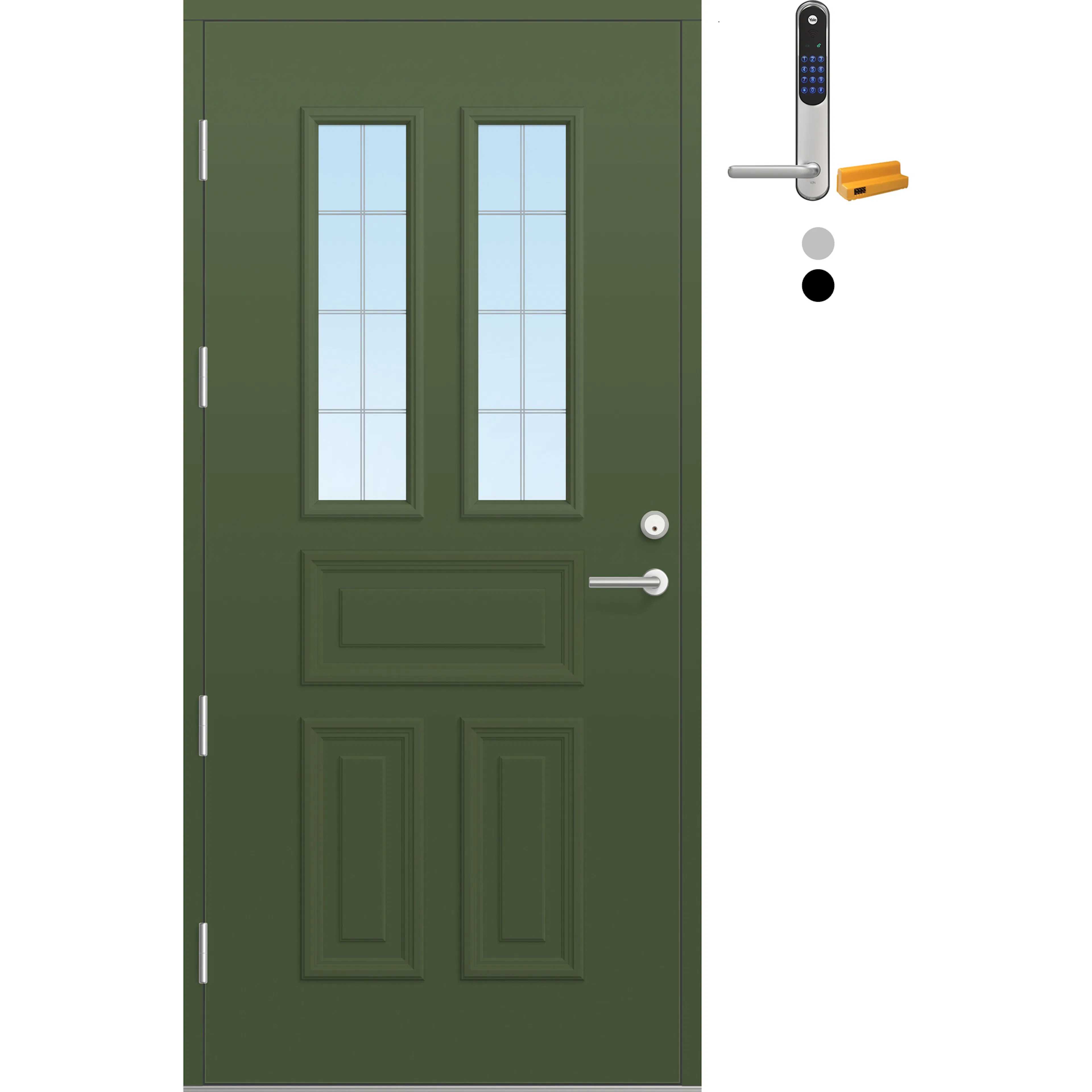 Ytterdør Bygg1 Fjord 04 Slipt Glass med Yale Doorman Classic Home