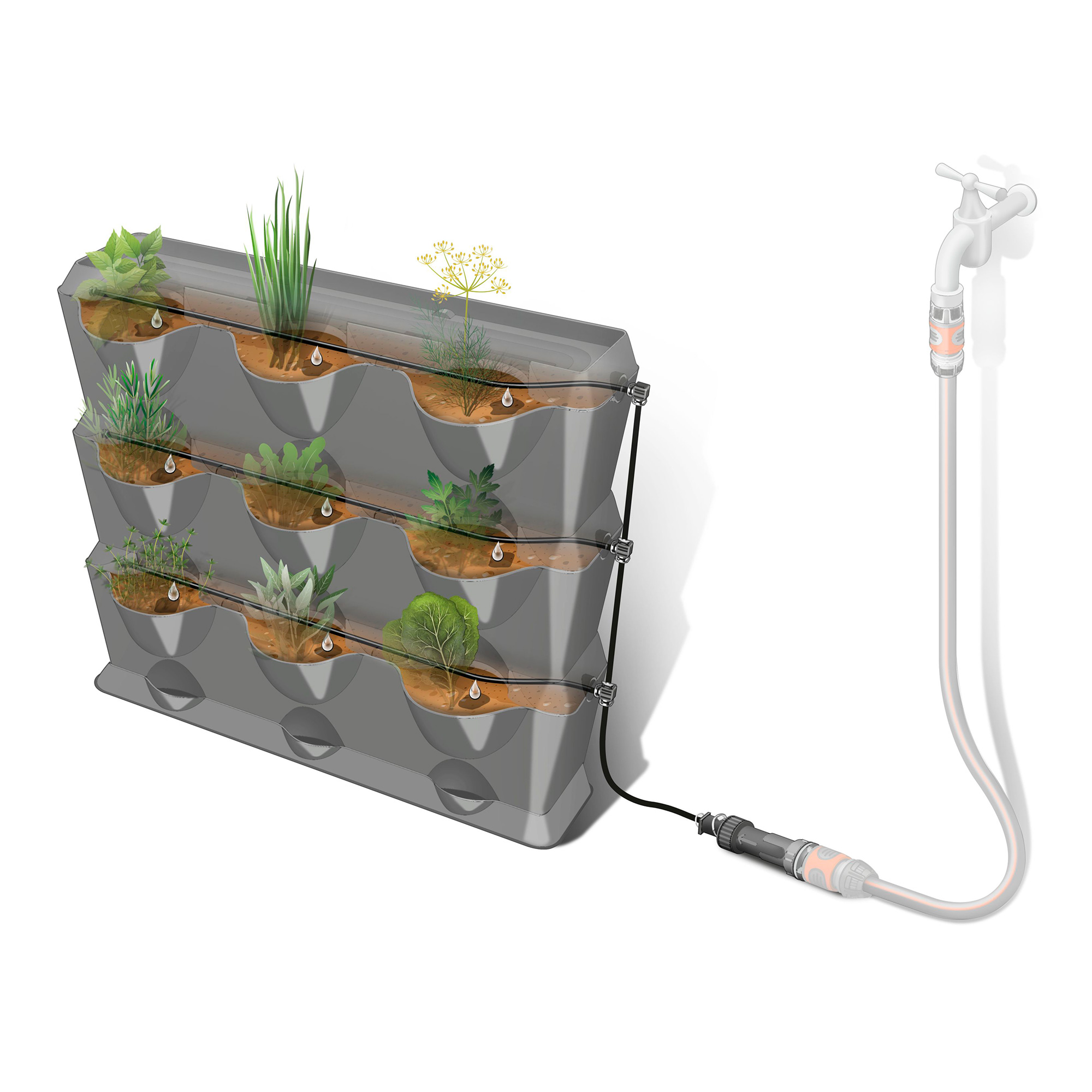 Vanningssett Gardena Nature Up! til Vertikale Planteholdere