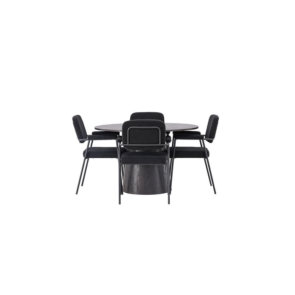 Spisegruppe Venture Home Lanzo Ø120 cm med 4 stk Yesterday Stoler