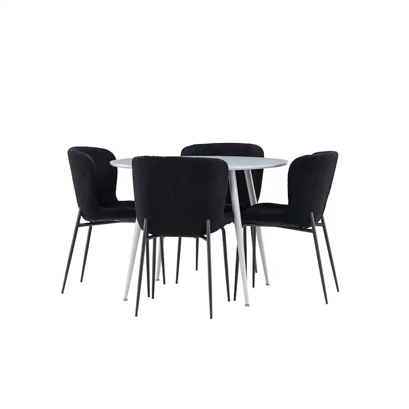 Spisegruppe Venture Home Plaza Ø100 med 4 stk Modesto Stoler