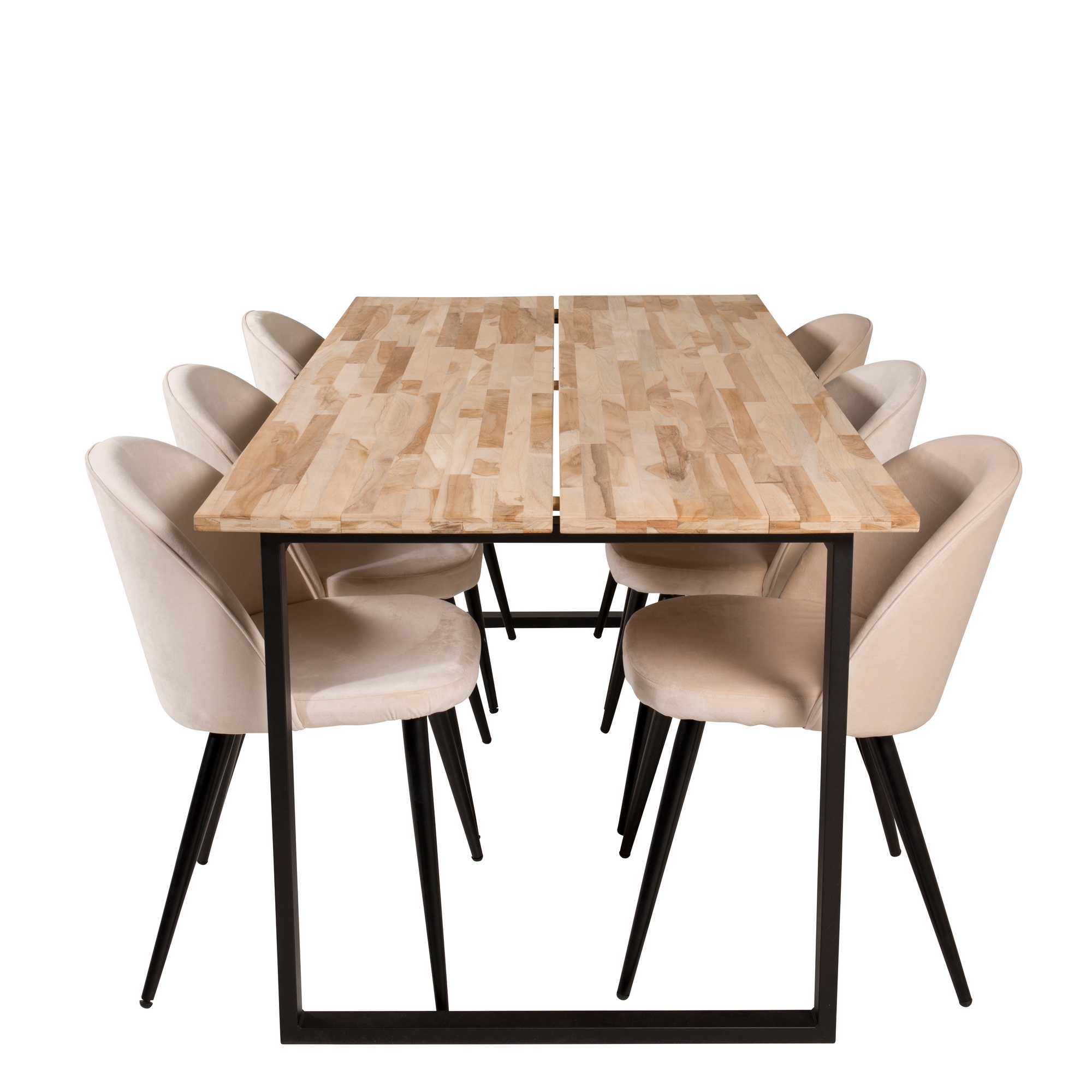 Spisegruppe Venture Home Cirebon med 6 Velvet Stoler