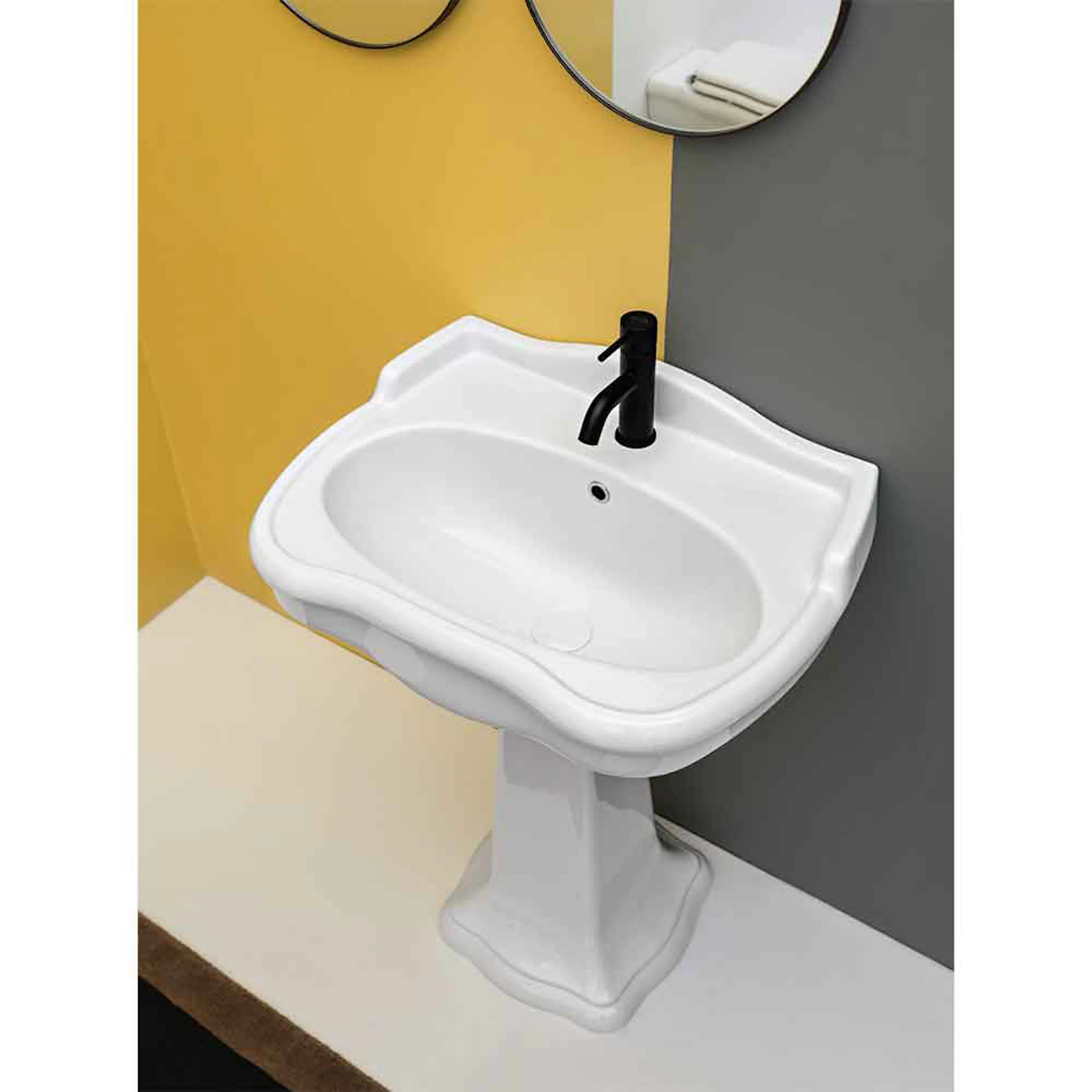 Tvättställ Lavabo Contea Retro 64 med Pelare Bredd: 640 mm