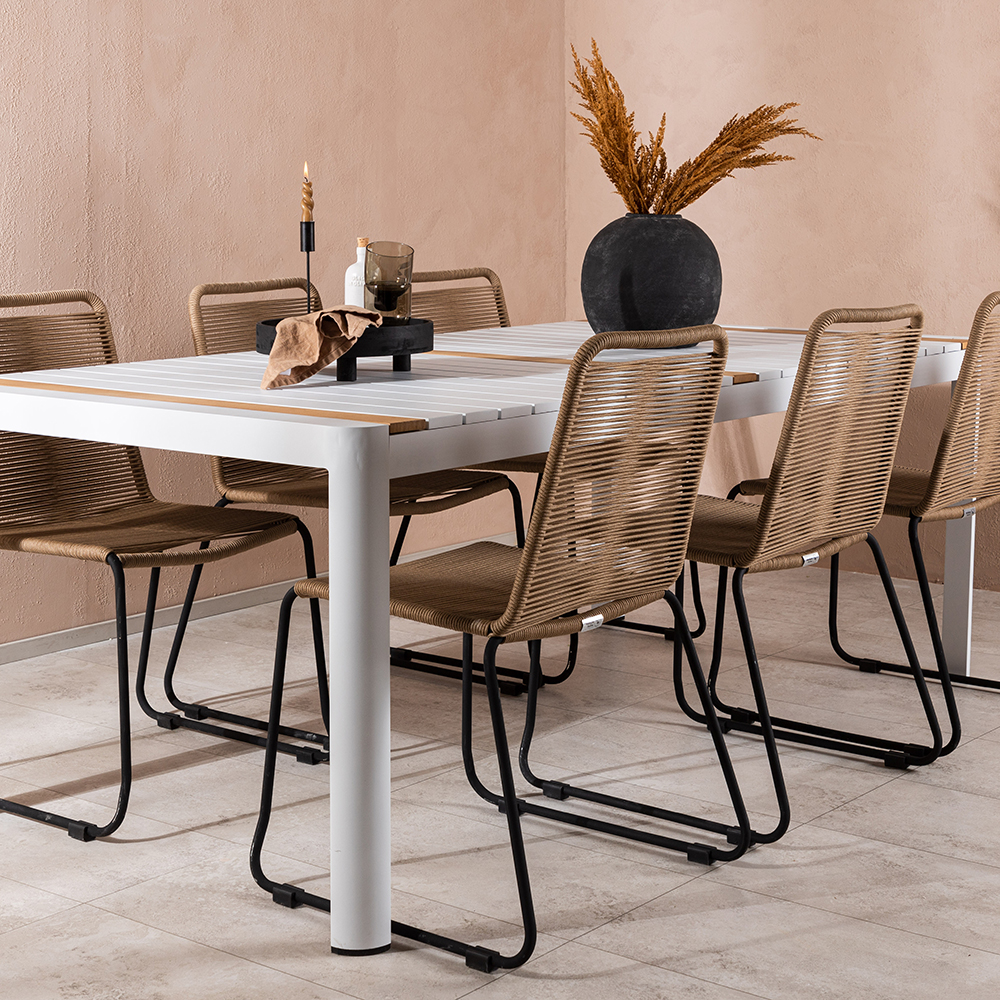 Spisegruppe Venture Home Togo 200x100 cm med 6 Lindos Stoler