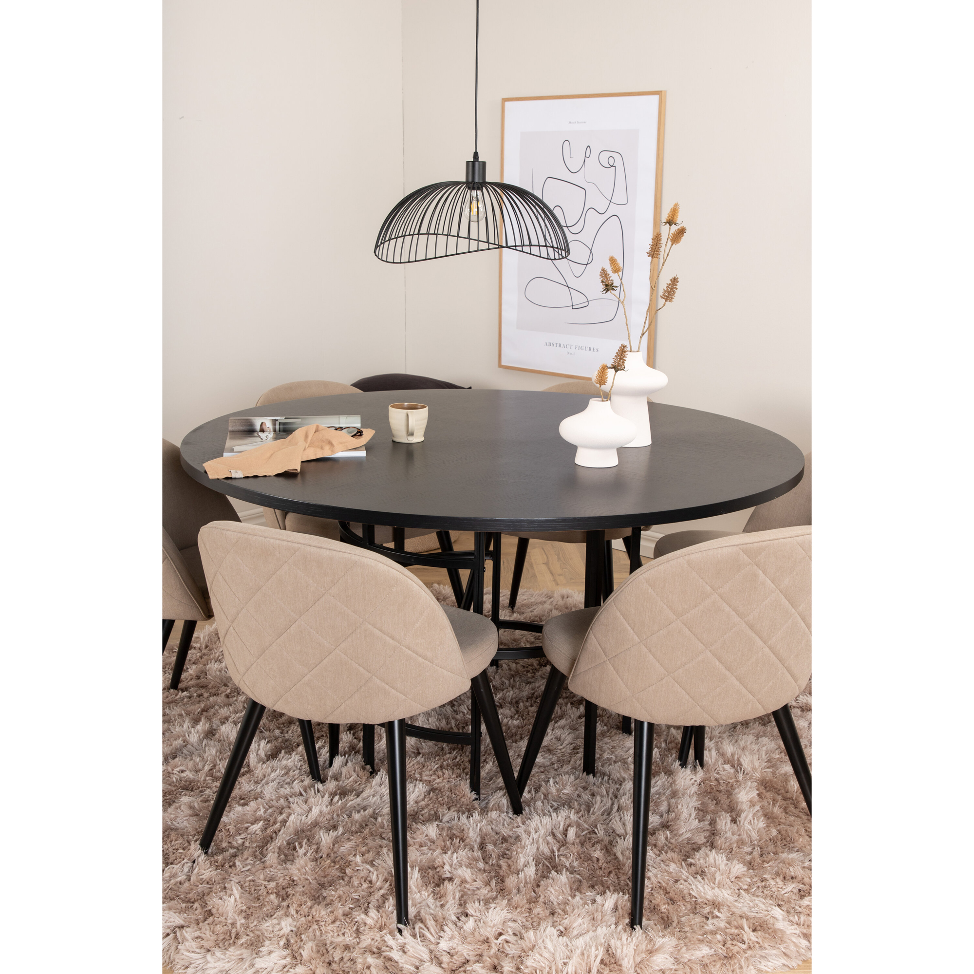 Spisegruppe furniture/fashion Copenhagen Ø140 cm med 6 Velvet Stoler
