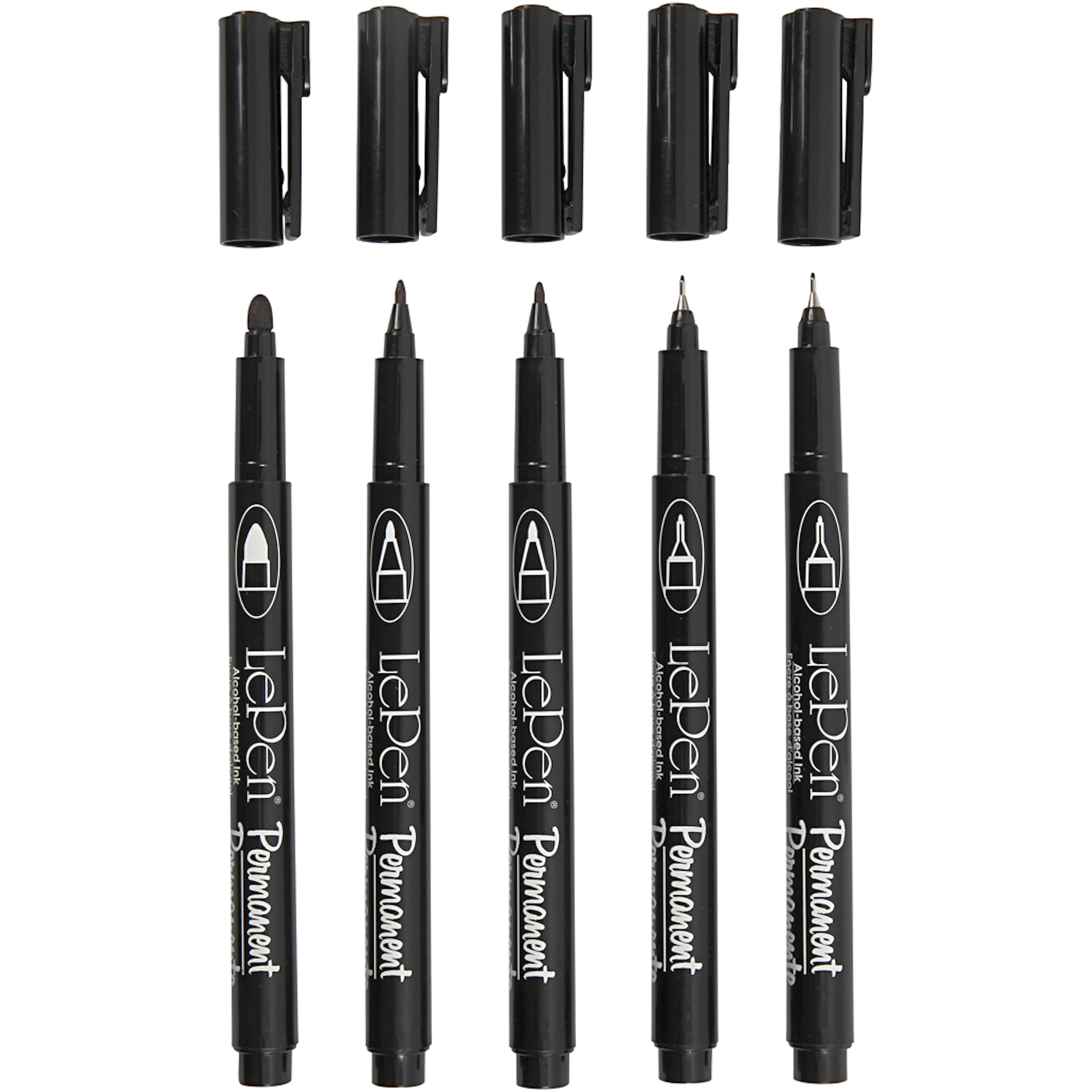 Tusj Creativ Company Permanent Svart Strek 2X0,6+2X0,8+1,3 mm 5 St/1 Pk