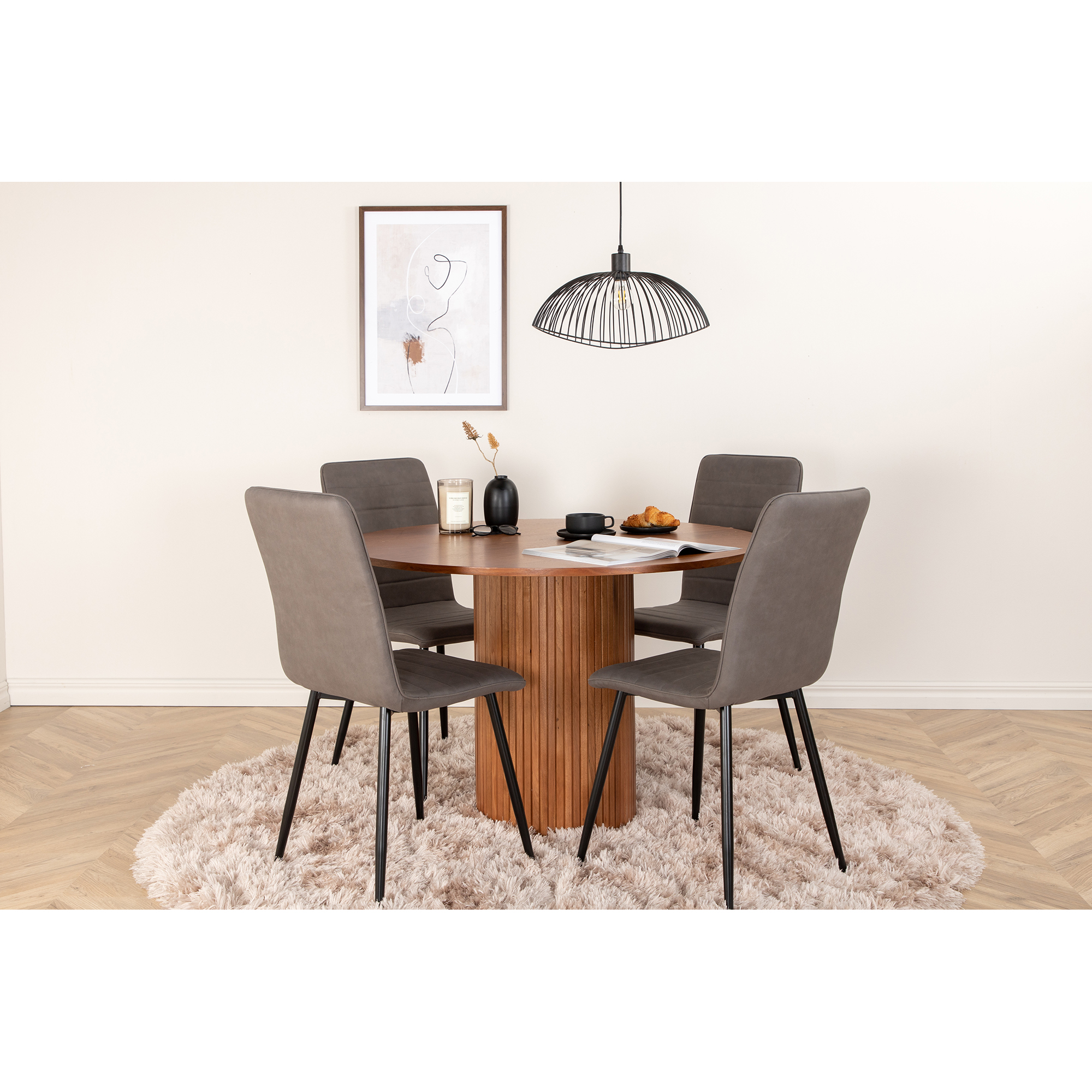 Spisegruppe Venture Home med Bianca Spisebord og 4 Walerina Spisestoler