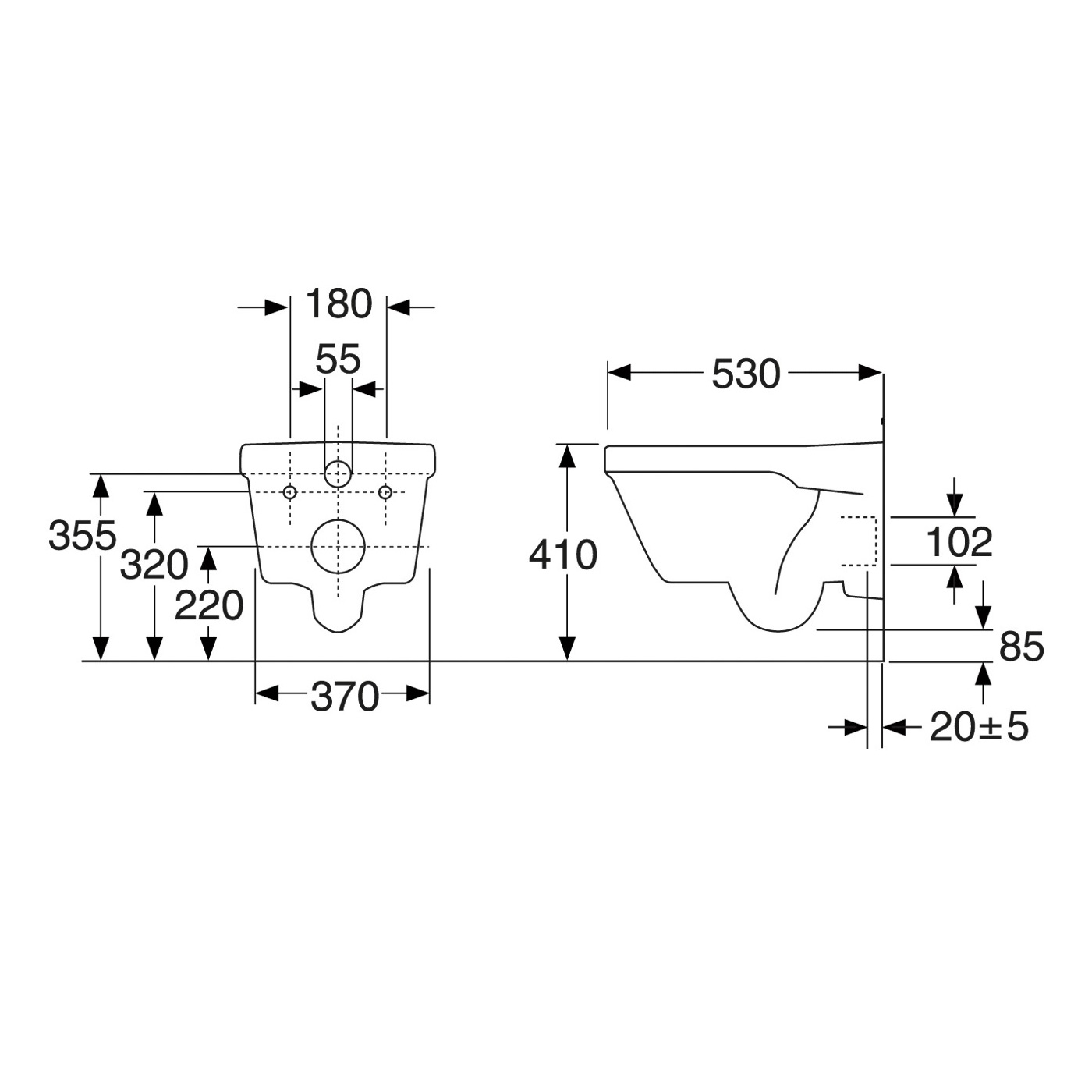Vegghengt Toalett Gustavsberg Hygienic Flush 5G84 Komplett