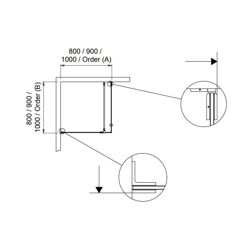 Duschhörna 180° Rista Rak/Fast 90x80x200 Svart Matt/Klar BxDxH: 90x80x200 cm, Svart Matt profil, Klarglas