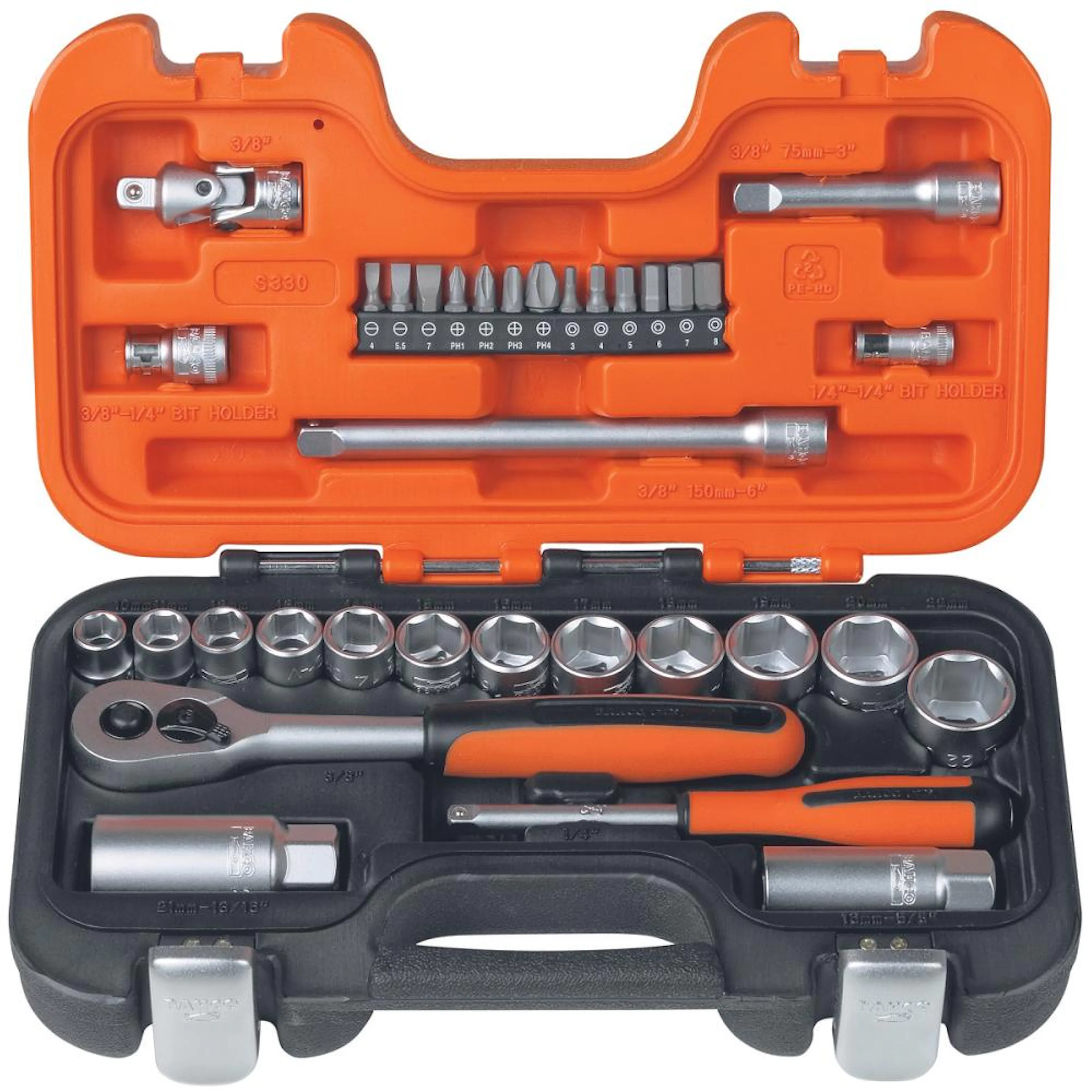 Bahco S330 Hylsnykkelsats, 33 Deler