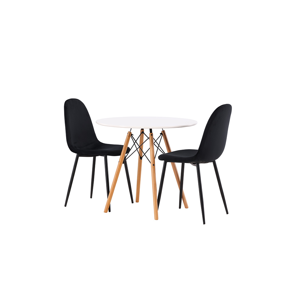 Spisegruppe Venture Home Danburi Ø 60 cm med 2 Polar Fløyel Stoler