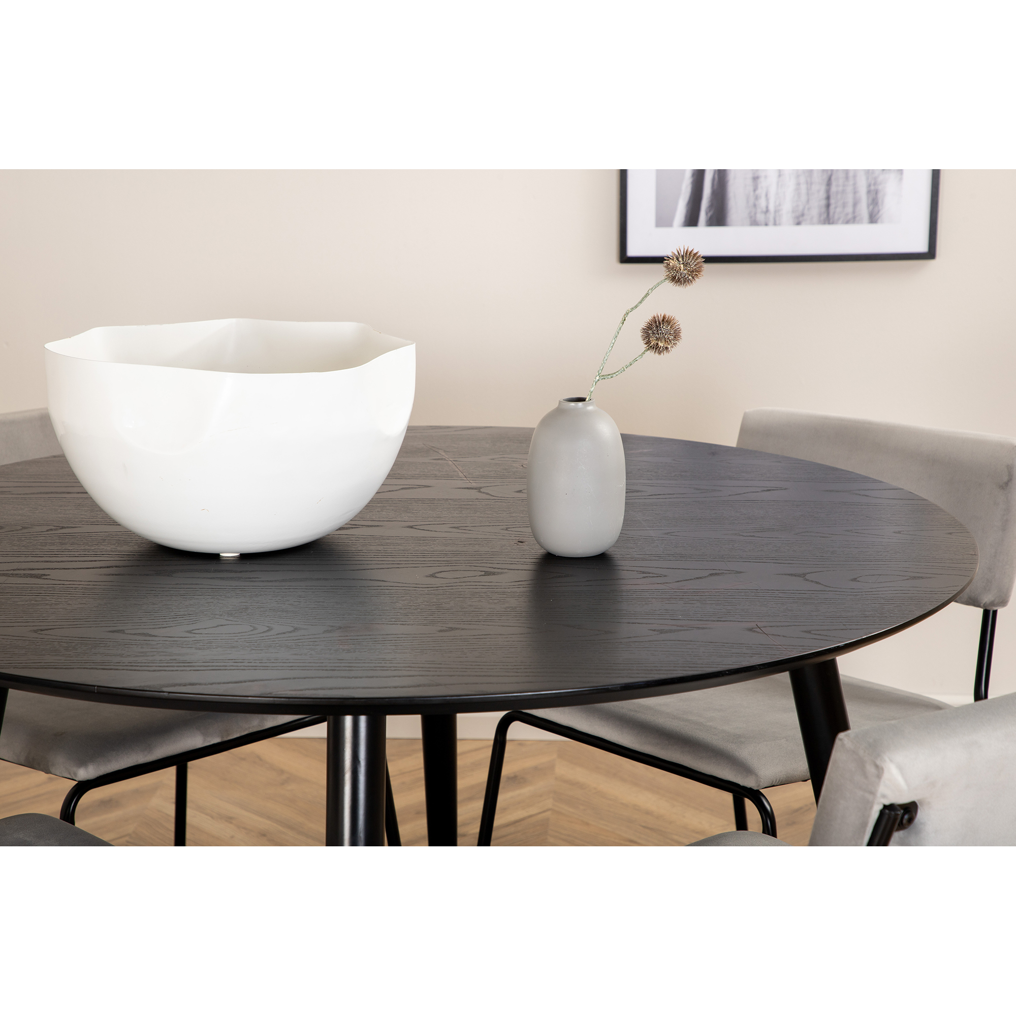 Spisegruppe Venture Home Dipp Ø115 cm med 4 Kenth Stoler