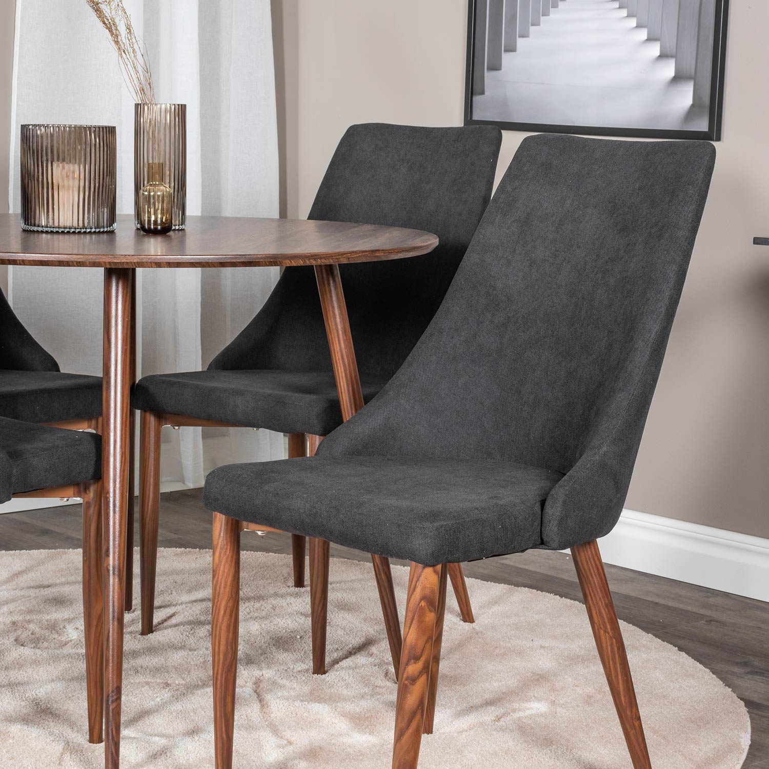 Spisegruppe Venture Home Plake1 med 4 Laura Stoler Polyester Rundt