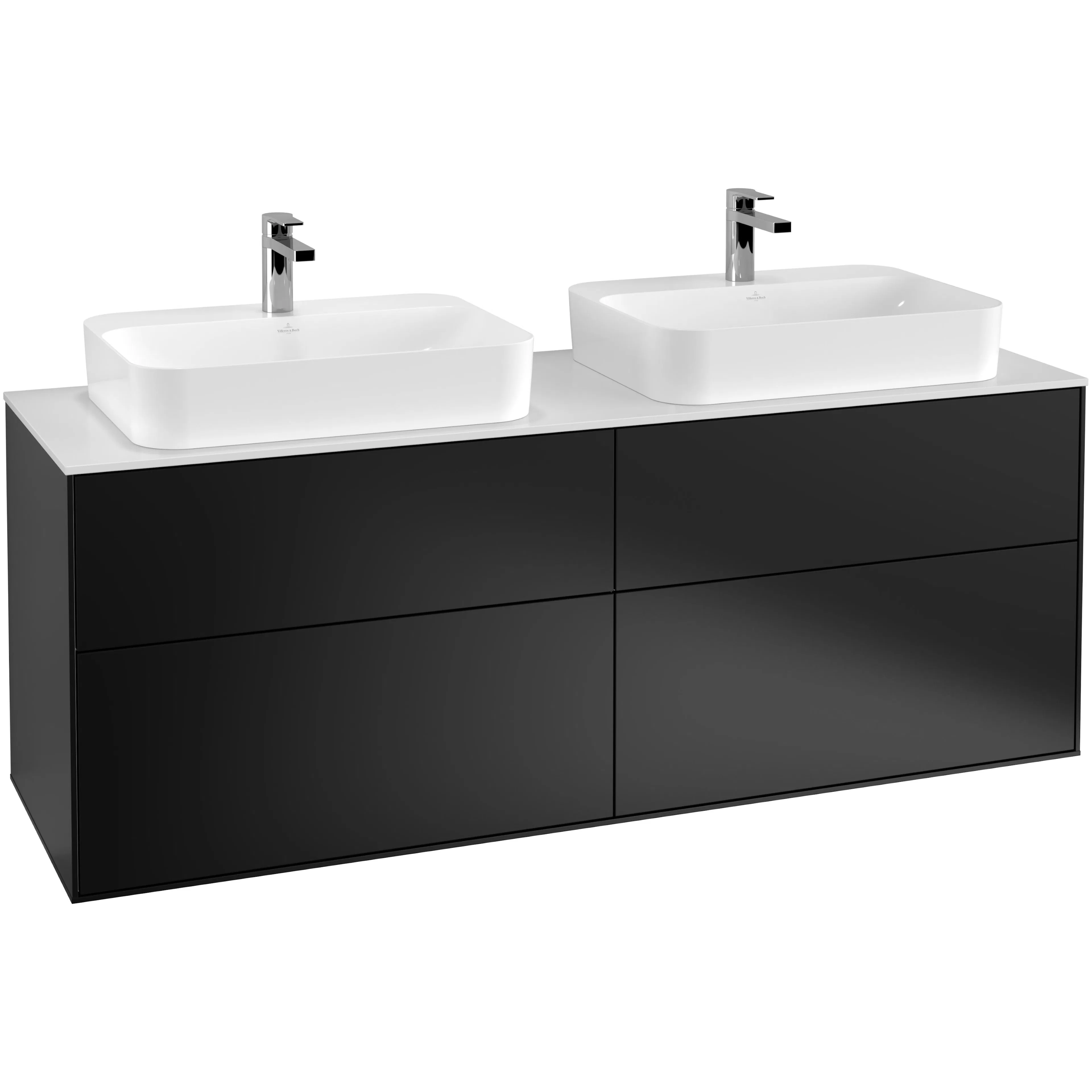 Tvättställsskåp Villeroy & Boch Finion med 4 Lådor och Bänkskiva för Två Ytmonterade Tvättställ