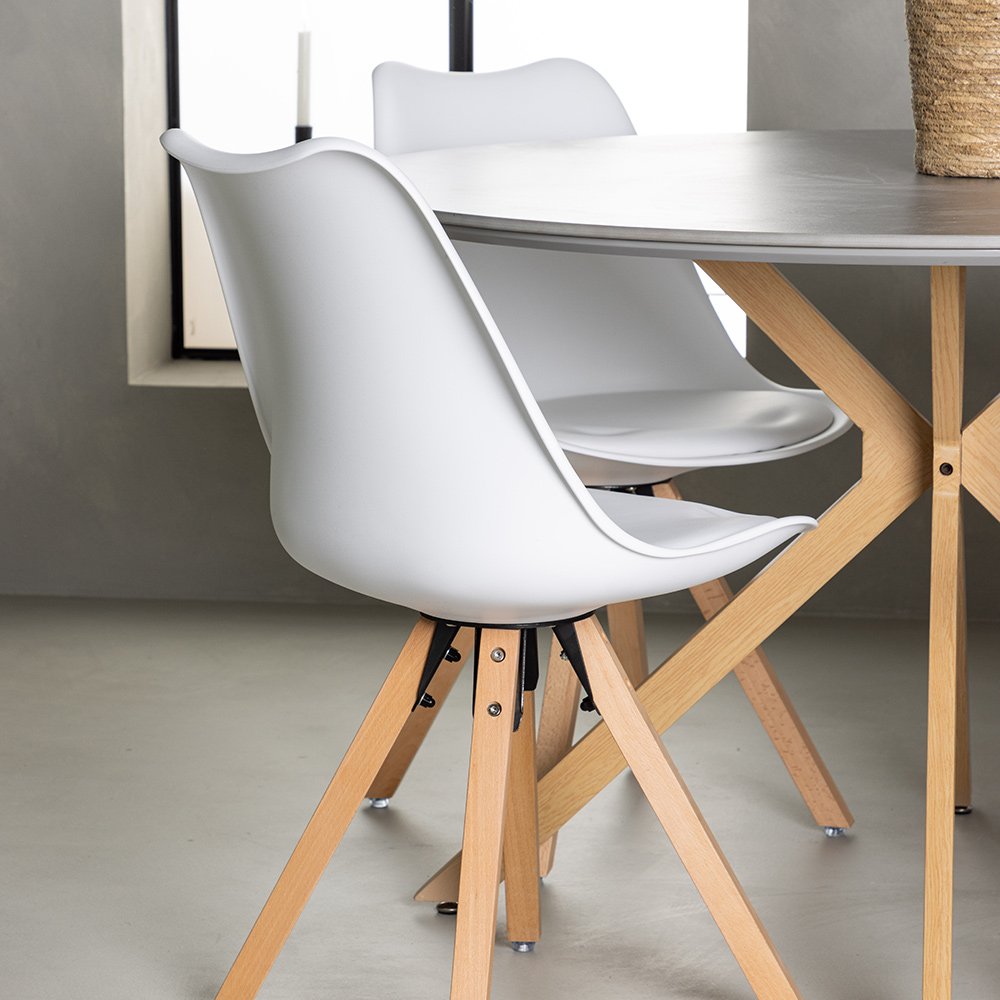 Matgrupp Venture Home Piazza Ø120 cm med 4 st Zeno stolar Hvit