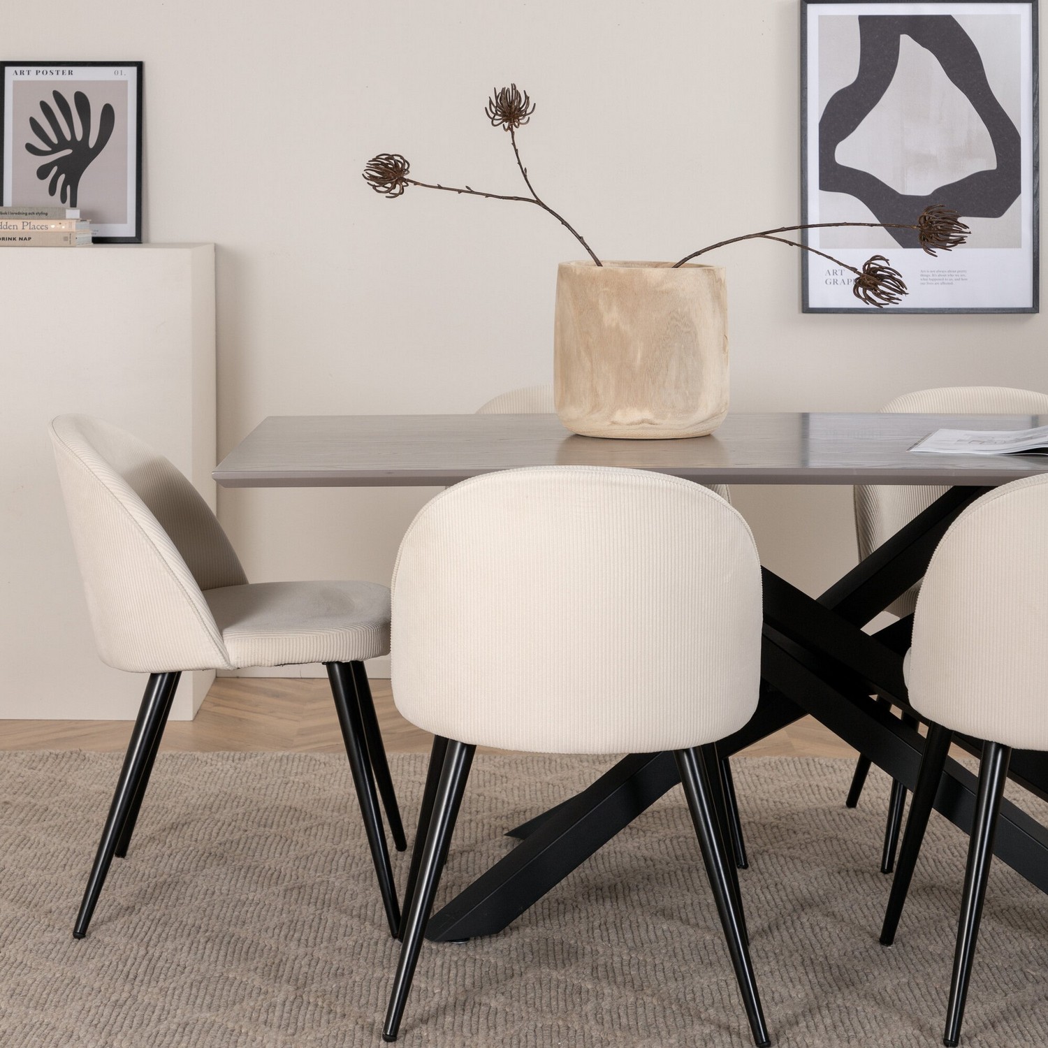 Spisegruppe Venture Home med Piata Spisebord og 6 Valentina Spisestoler