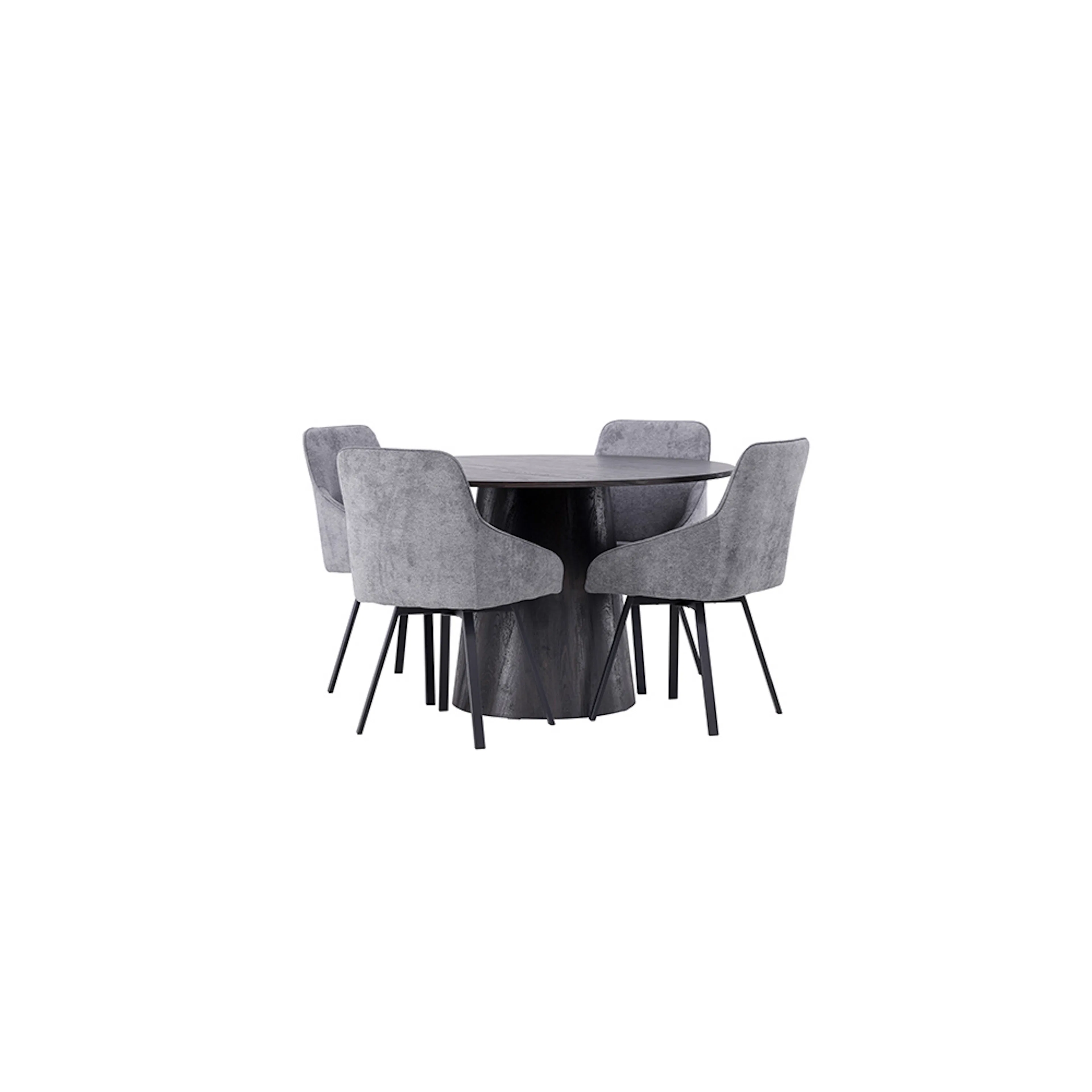 Matgrupp Venture Home Lanzo Ø120 cm med 4 st Rosie stolar Grå/Sort