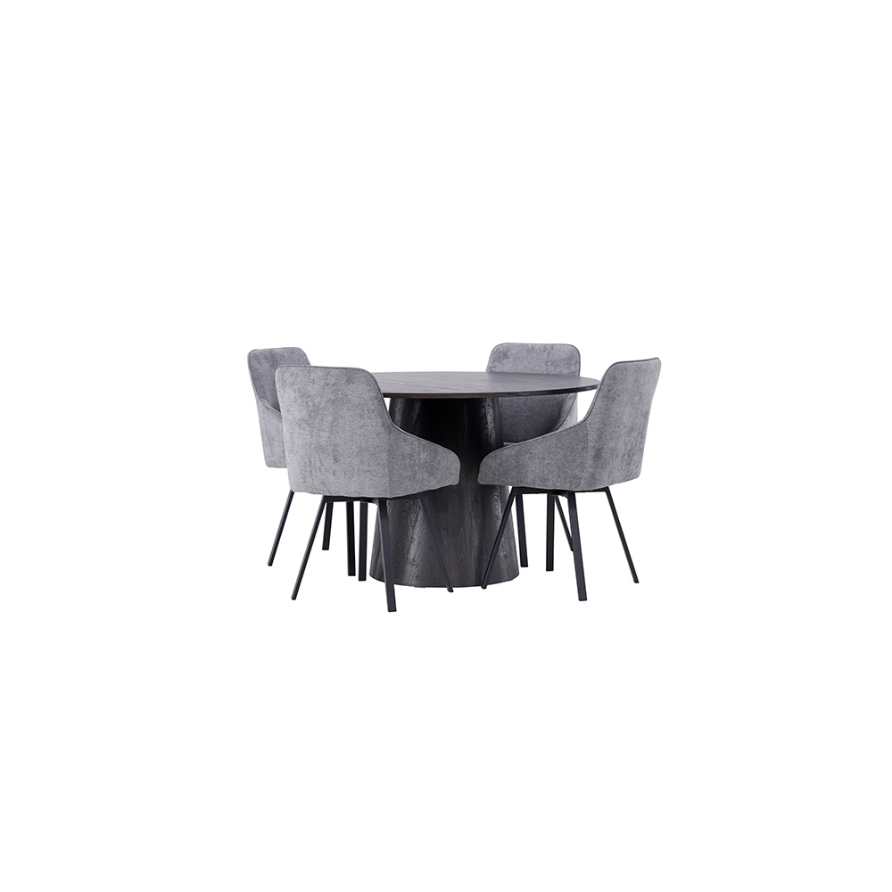 Spisegruppe Venture Home Lanzo Ø120 cm med 4 stk Rosie Stoler