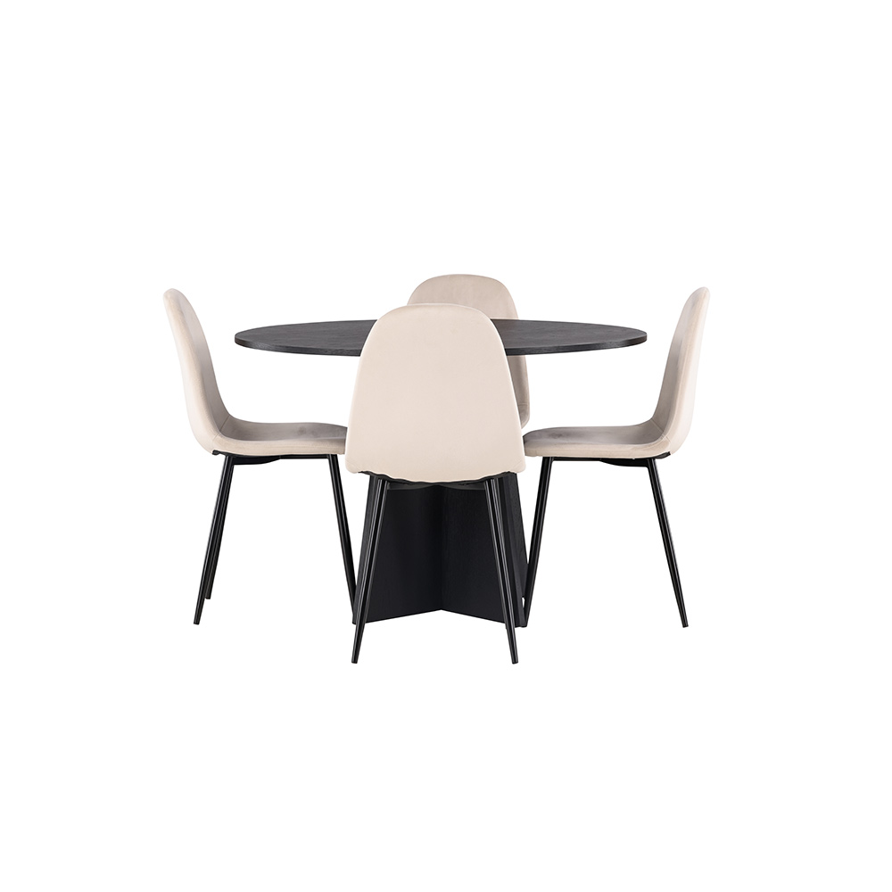 Spisegruppe Venture Home Bootcut Ø110 cm med 4 Polar Stoler Fløyel