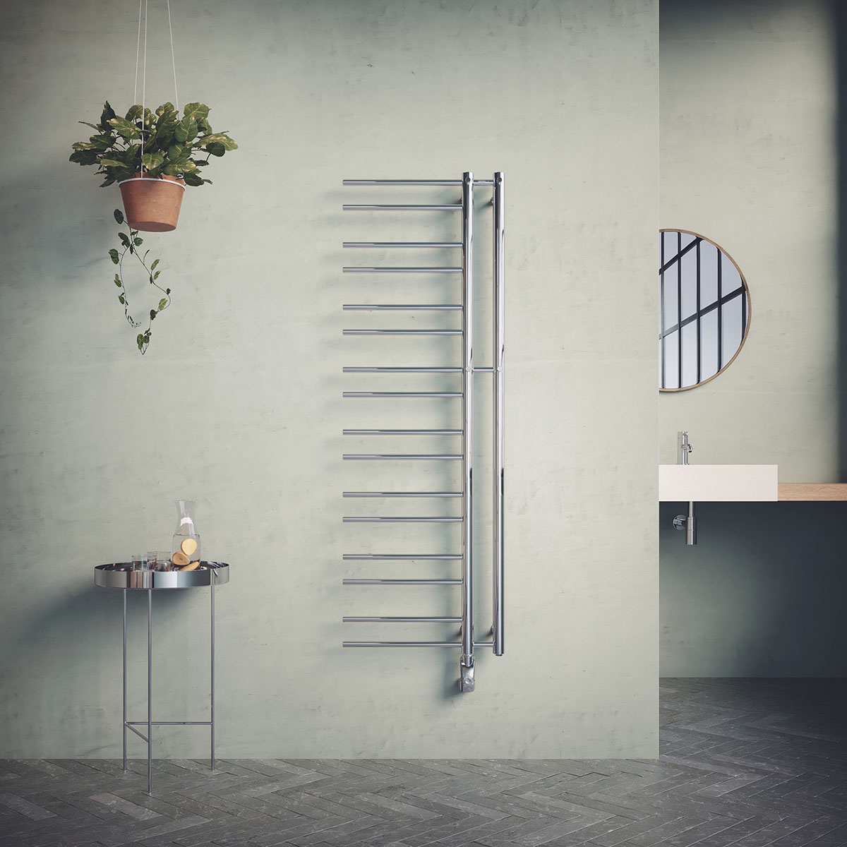Tjolöholm Krom El 1660x500/cc100mm 352w Vänster Krom, 1540x500 mm, rørene til Venstre