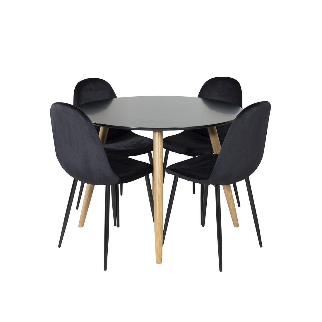 Spisegruppe Venture Home Polar Ø100 cm med 4st Plaza Spisestoler