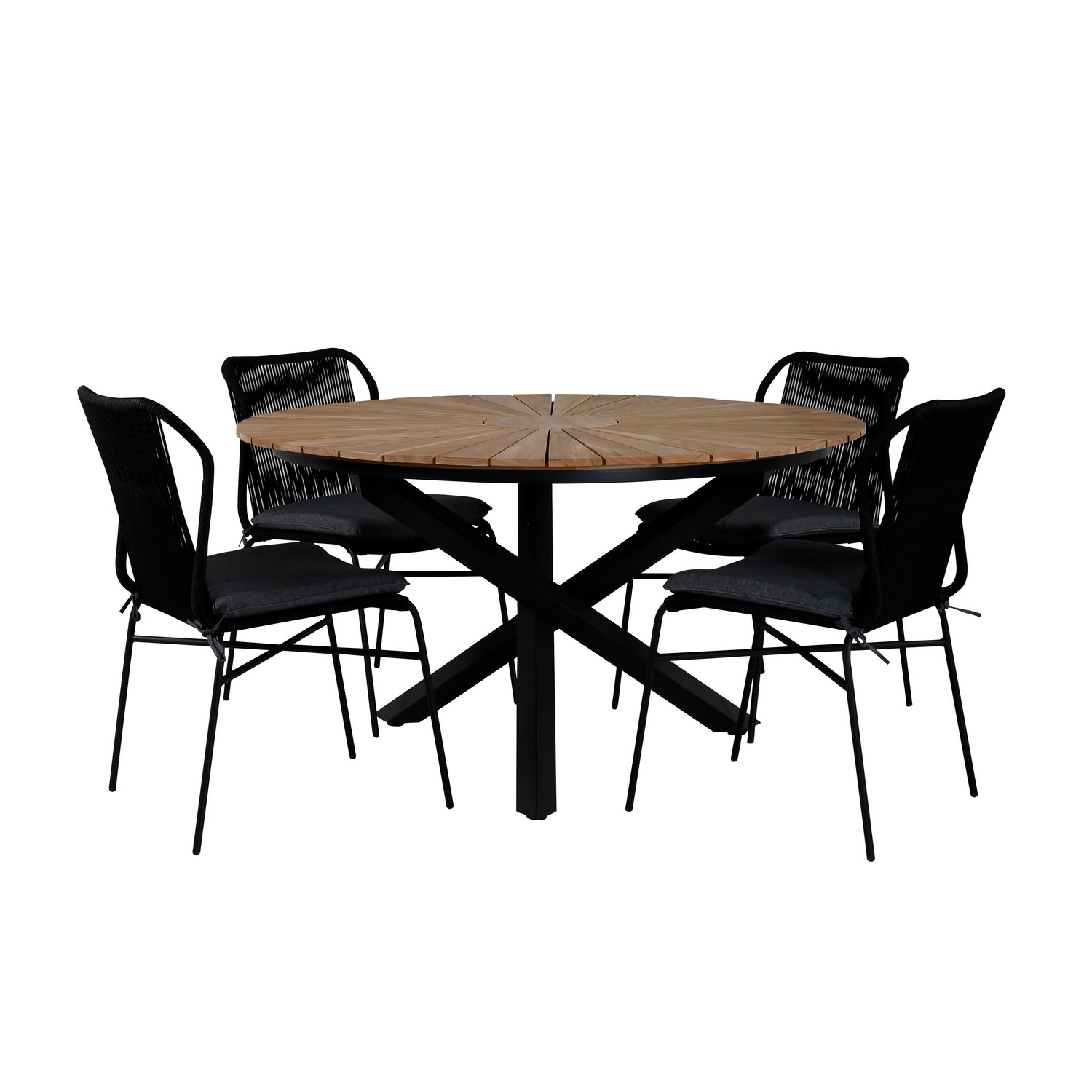 Spisegruppe Venture Home Meya med 4 Jefferson Stablebare Spisestoler