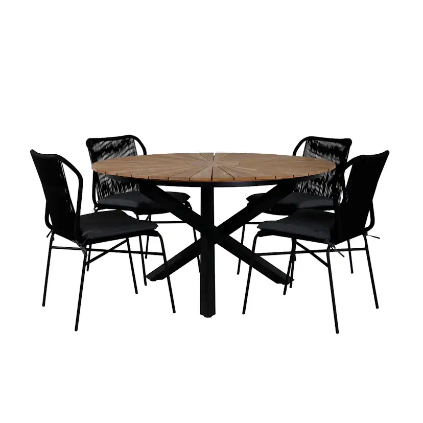 Spisegruppe Venture Home Meya med 4 Jefferson Stablebare Spisestoler