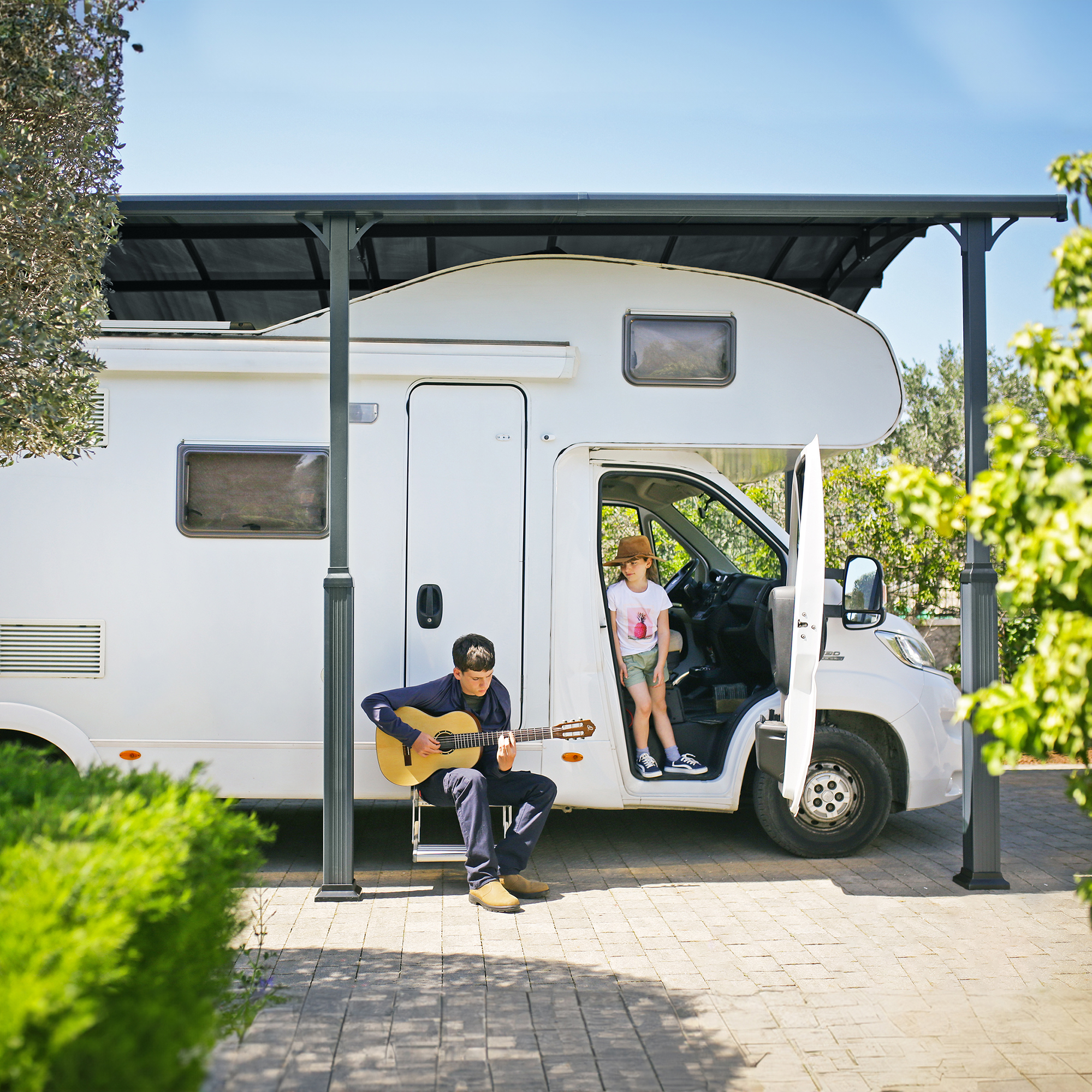 Carport Canopia av Palram Alpine i metall for bobiler 3,6x11 m