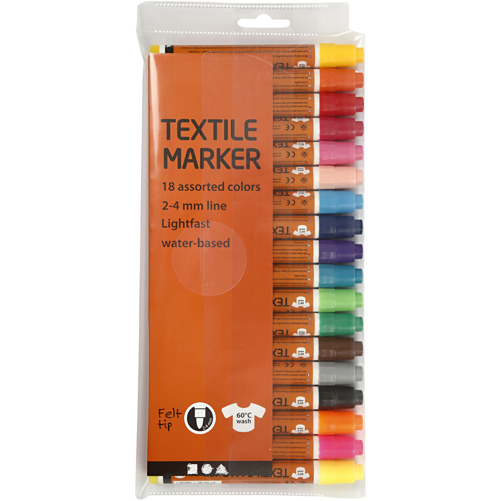 Tekstilpenner Creativ Company Ass Farger Strek 2-4 mm 1 pakke