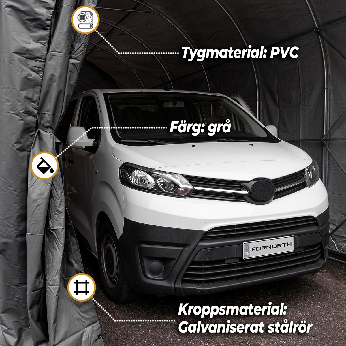 Fornorth Garagetält 4x8m, mörkgrå Mørkgrå