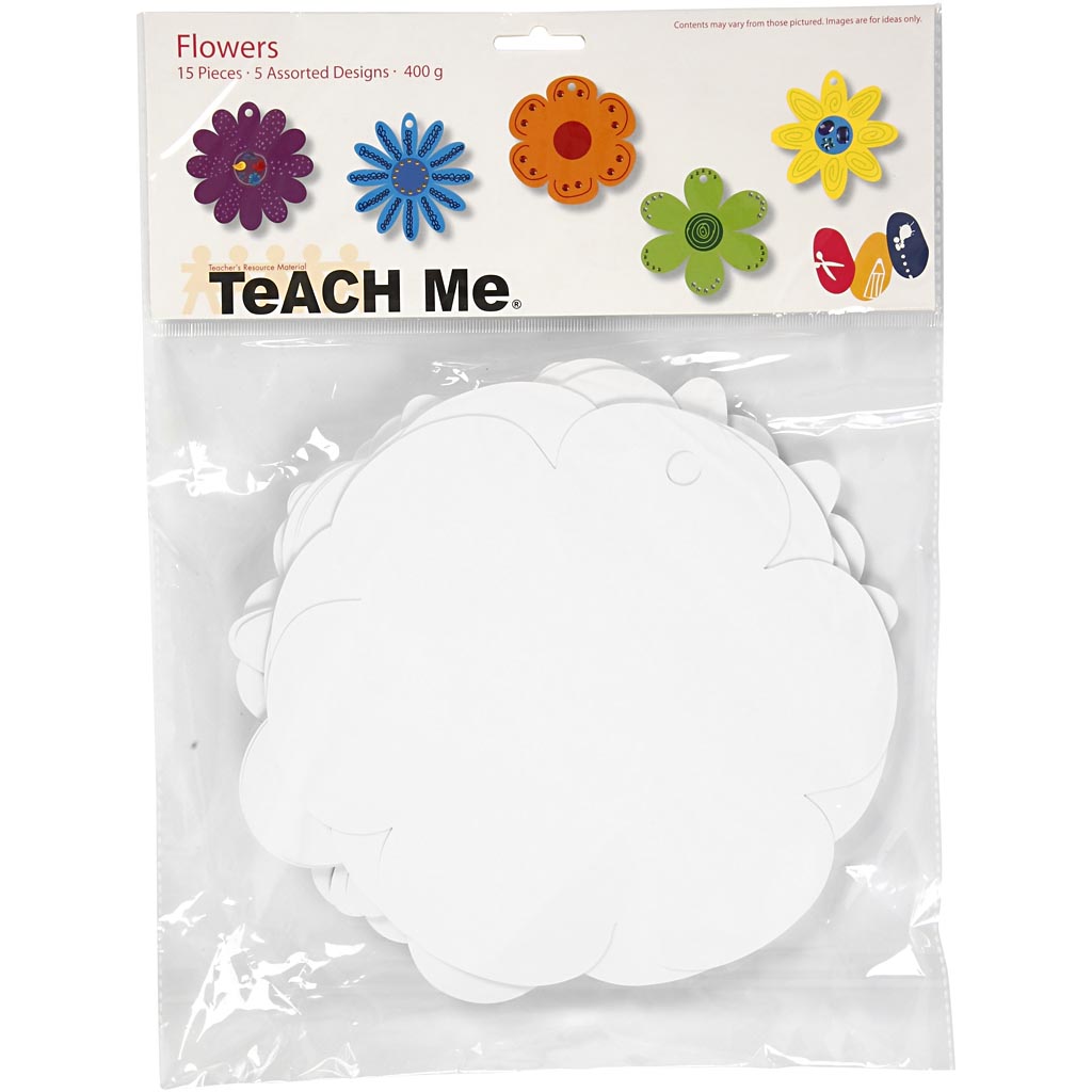 Pappfigur Creativ Company Blomster Hvit D20 cm 400 g 5x3 Stk/1 Pk
